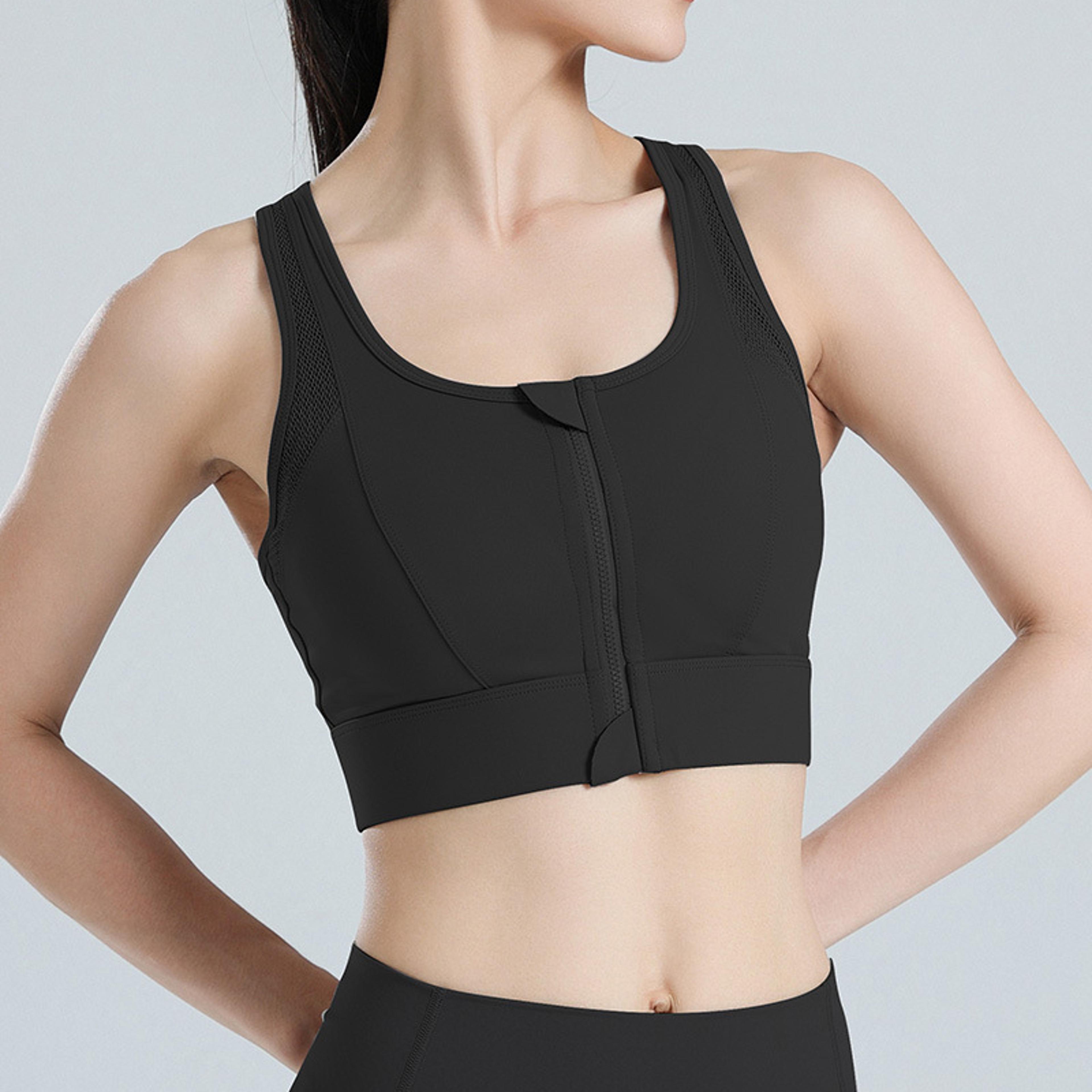 Plus Size Front Zip Breathable Sports Bra For Workout  Yoga 2