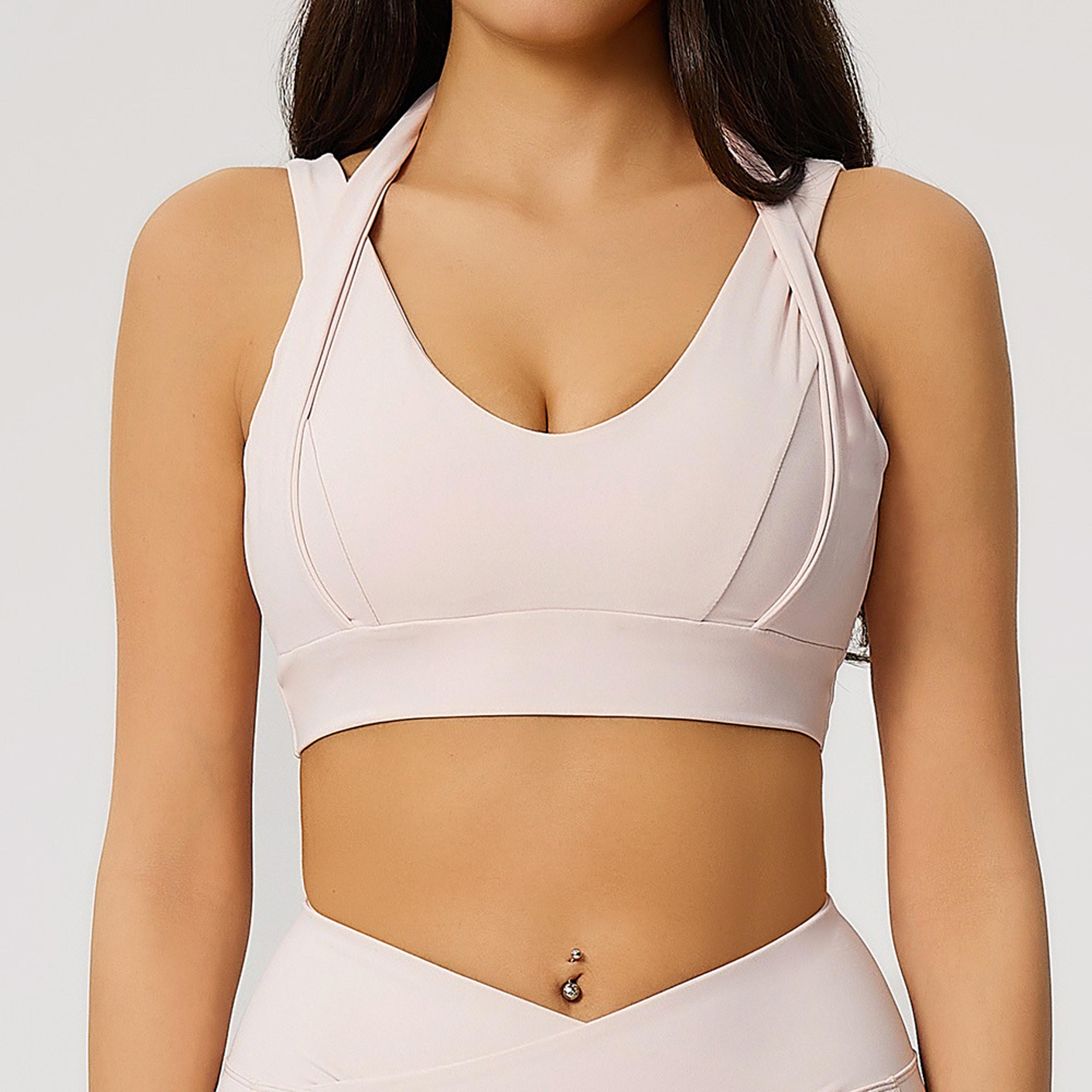 Womens Open Back Yoga Tank Top  Built In Support Activewear Fitness  Gym Workout Bra 5