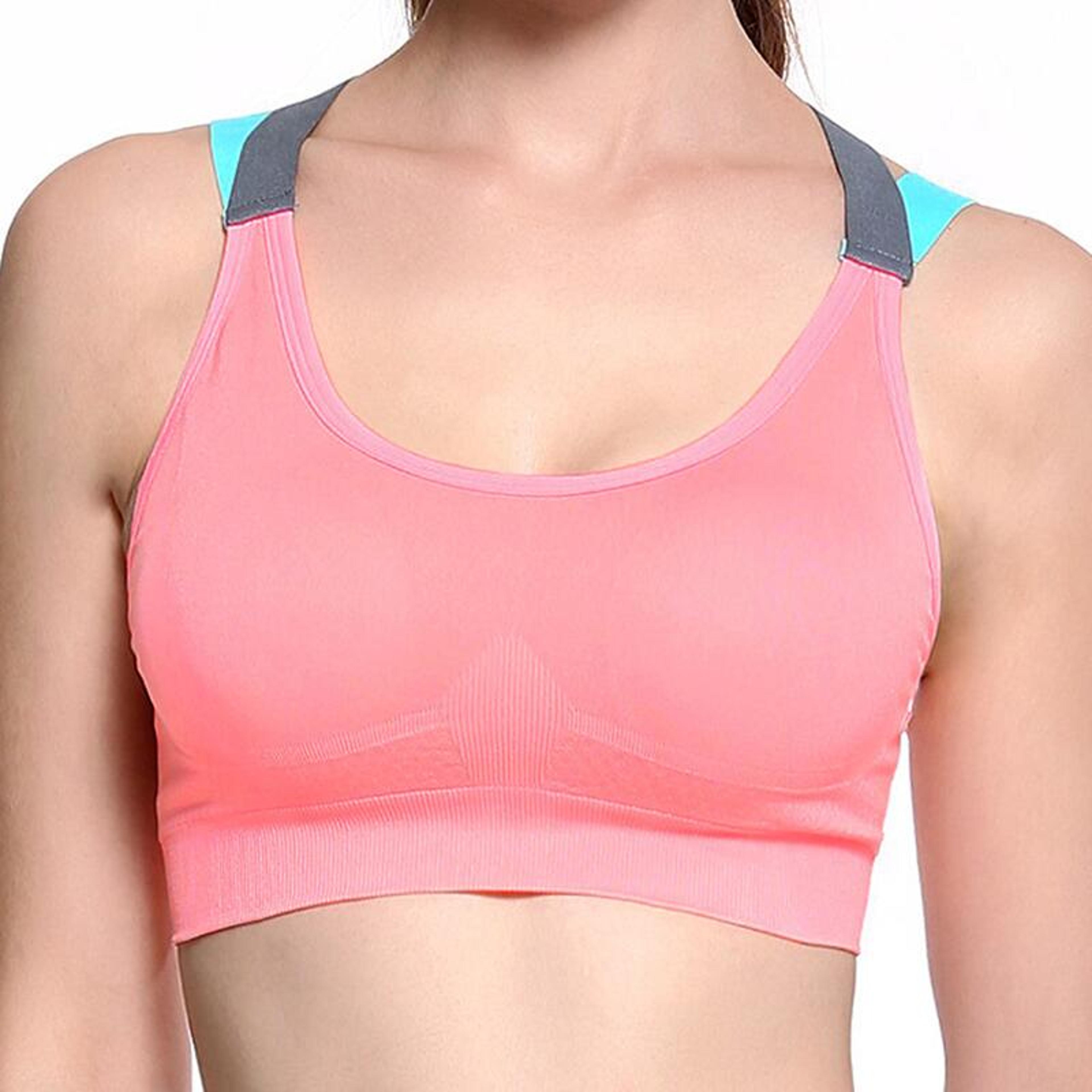 Seamless Cross Back Sports Bra With Wireless Support  Removable Pads 1