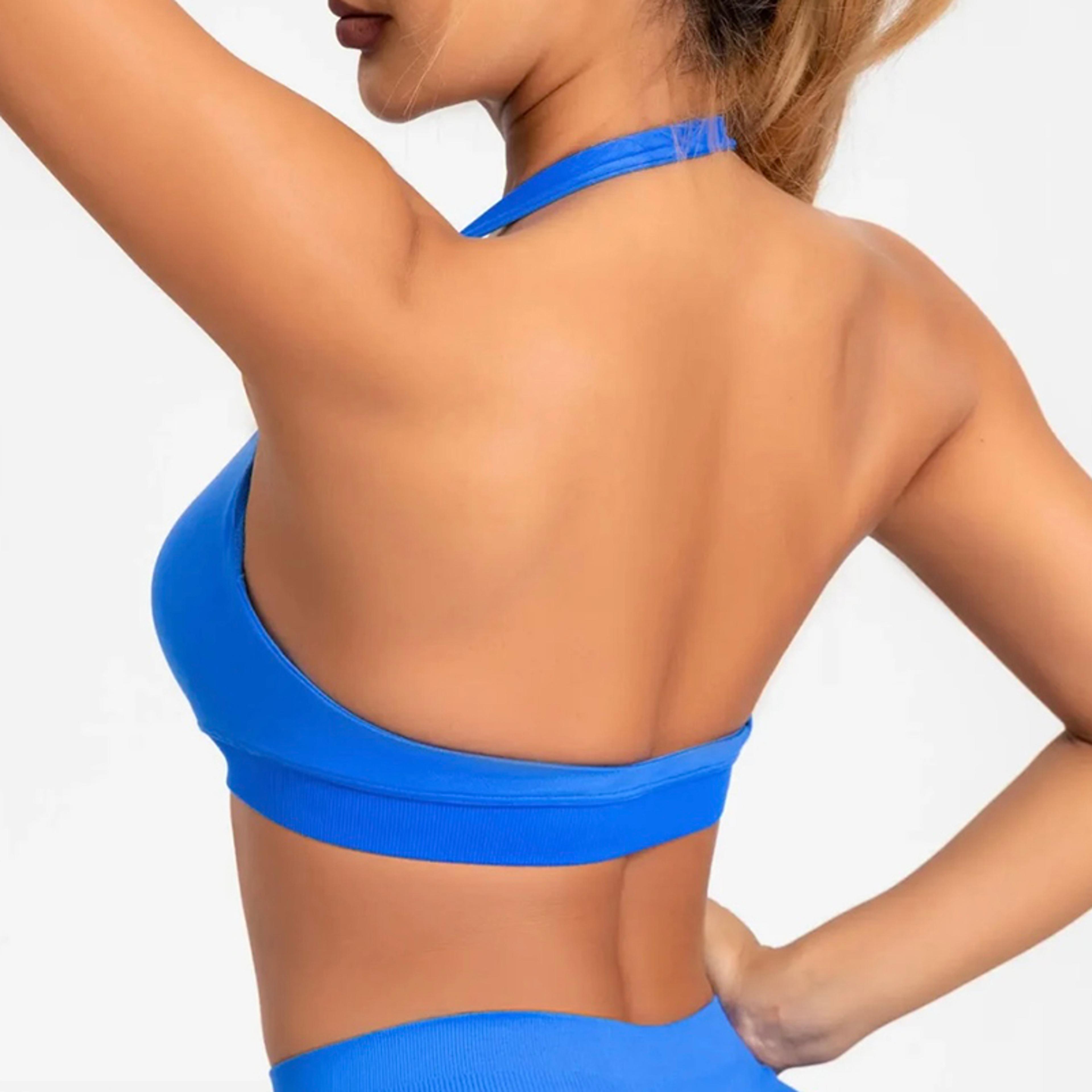 backless sports bra halter yoga bra with removable pads