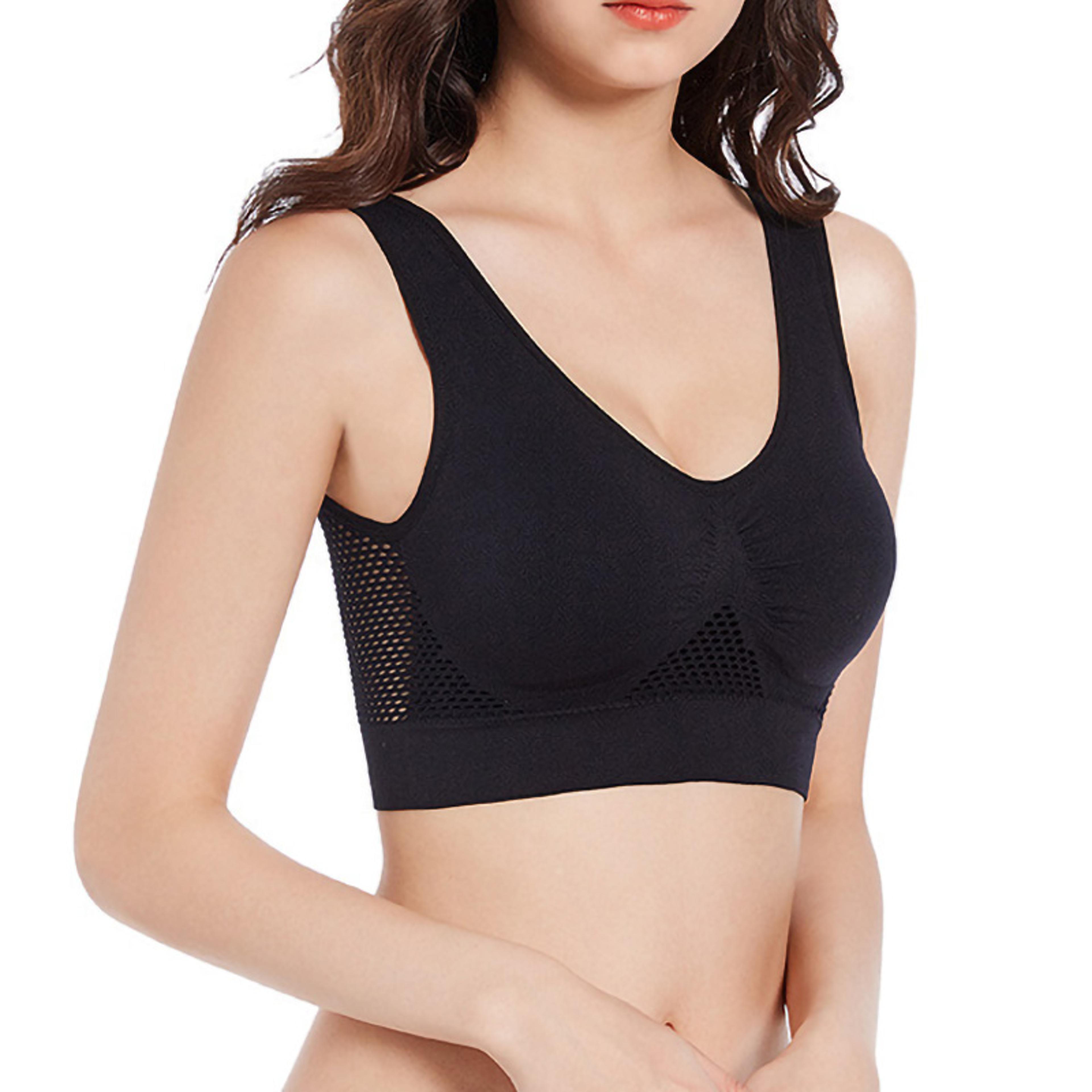 seamless wireless sports bra with removable pads for yoga gym and lounge