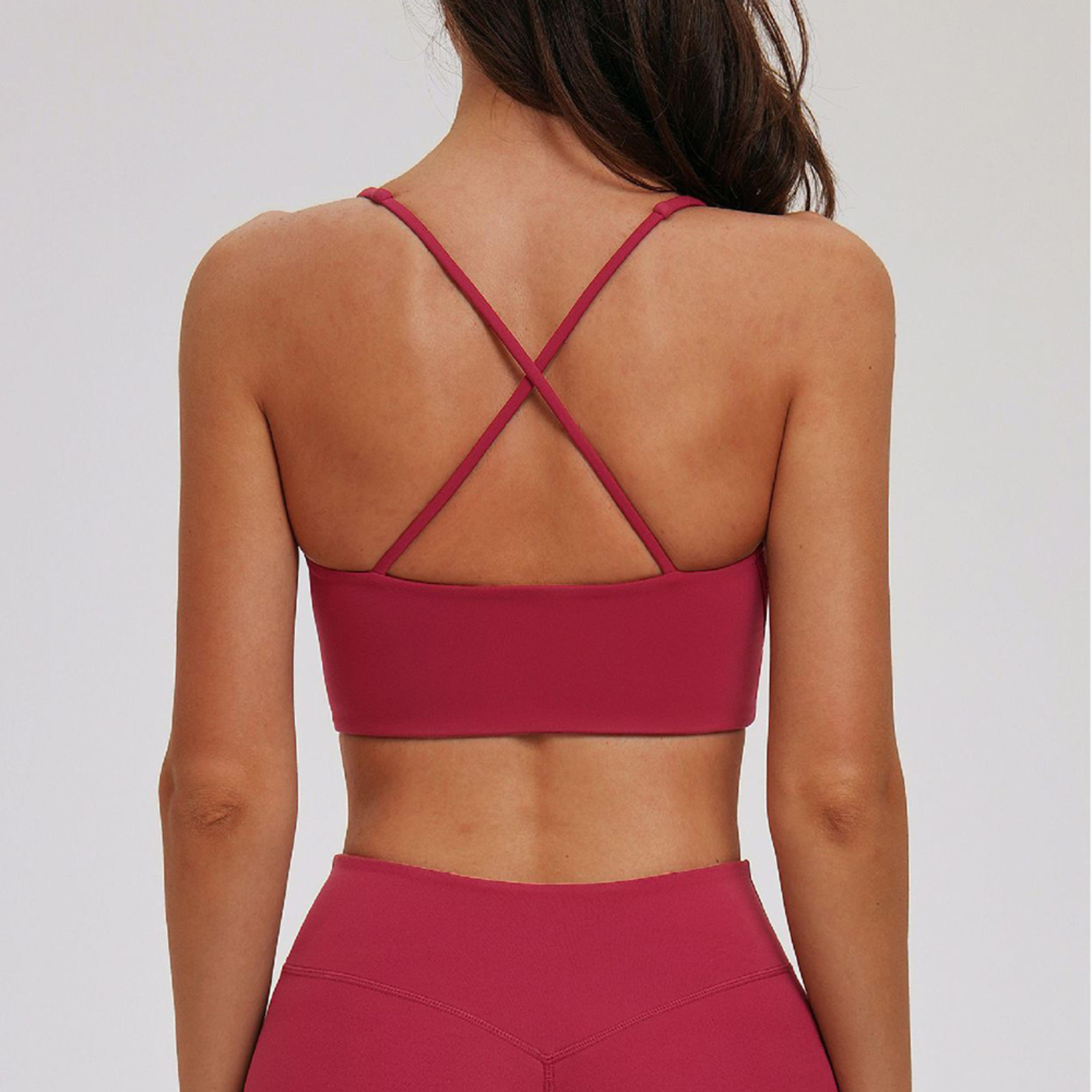 Cross Back Sports Bra For Women Breathable Running Yoga Top 1