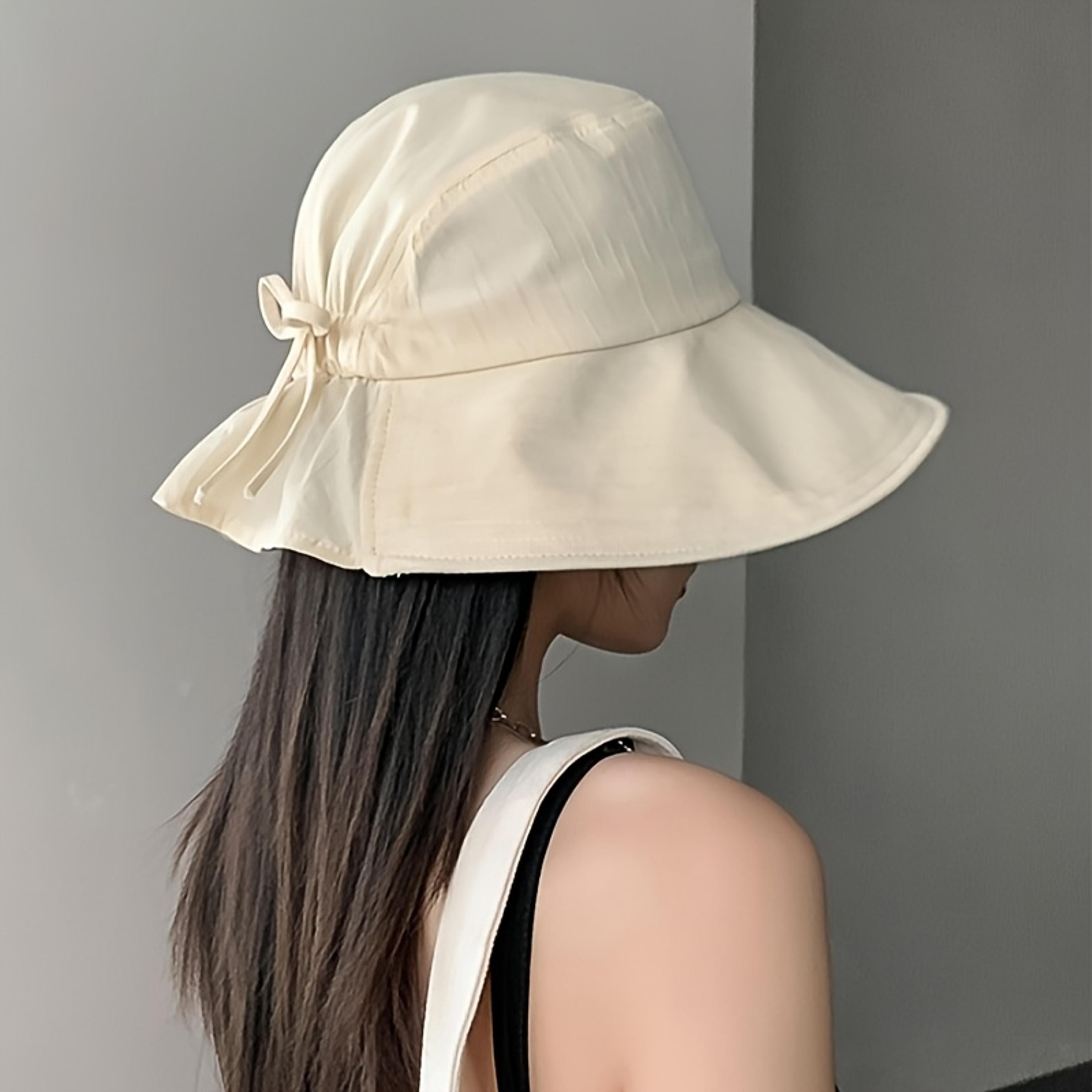 Womens Wide Brim Foldable Beach Sun Hat With Bow For Travel 0
