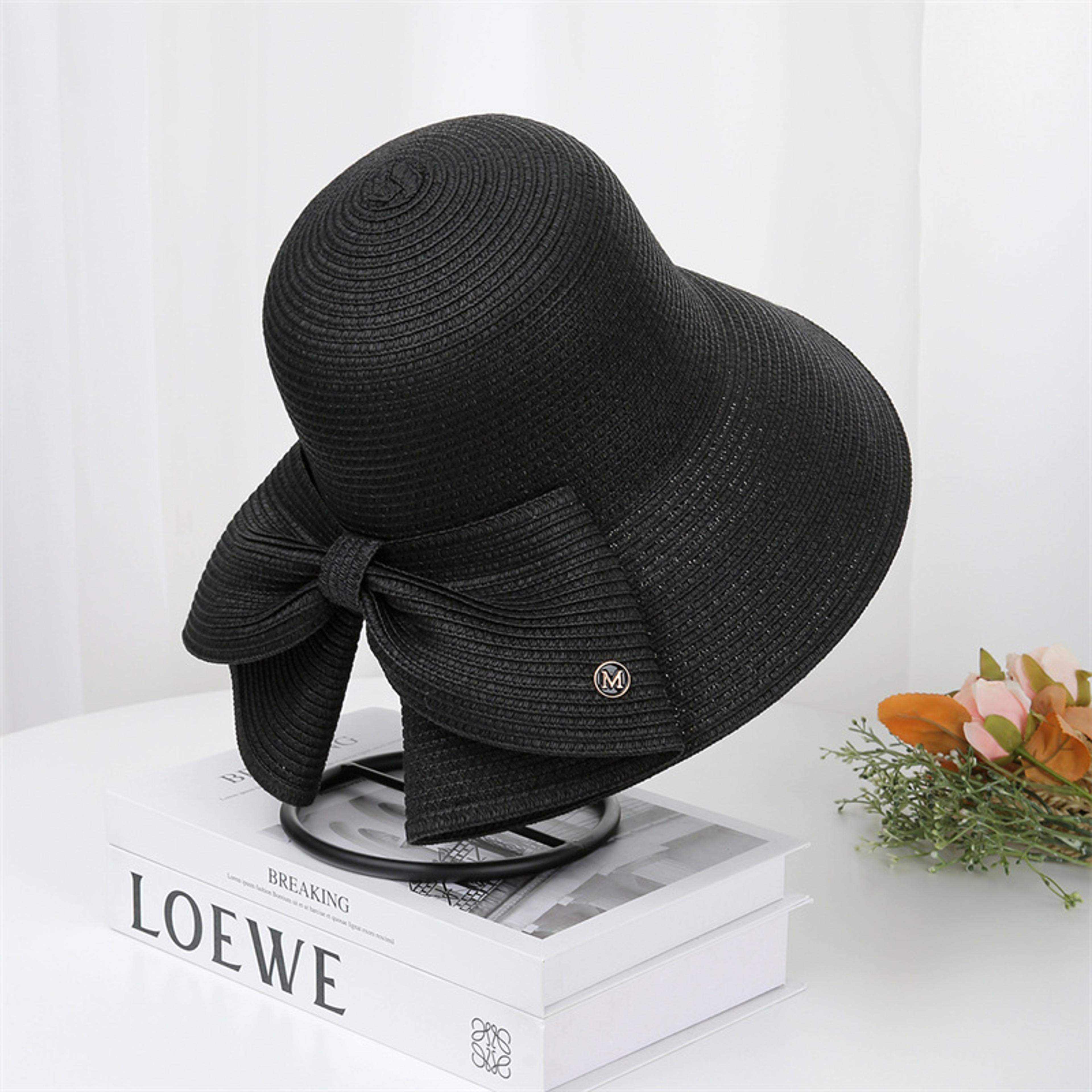 Women Ribbon Bow Straw Beach Sun Hat 6