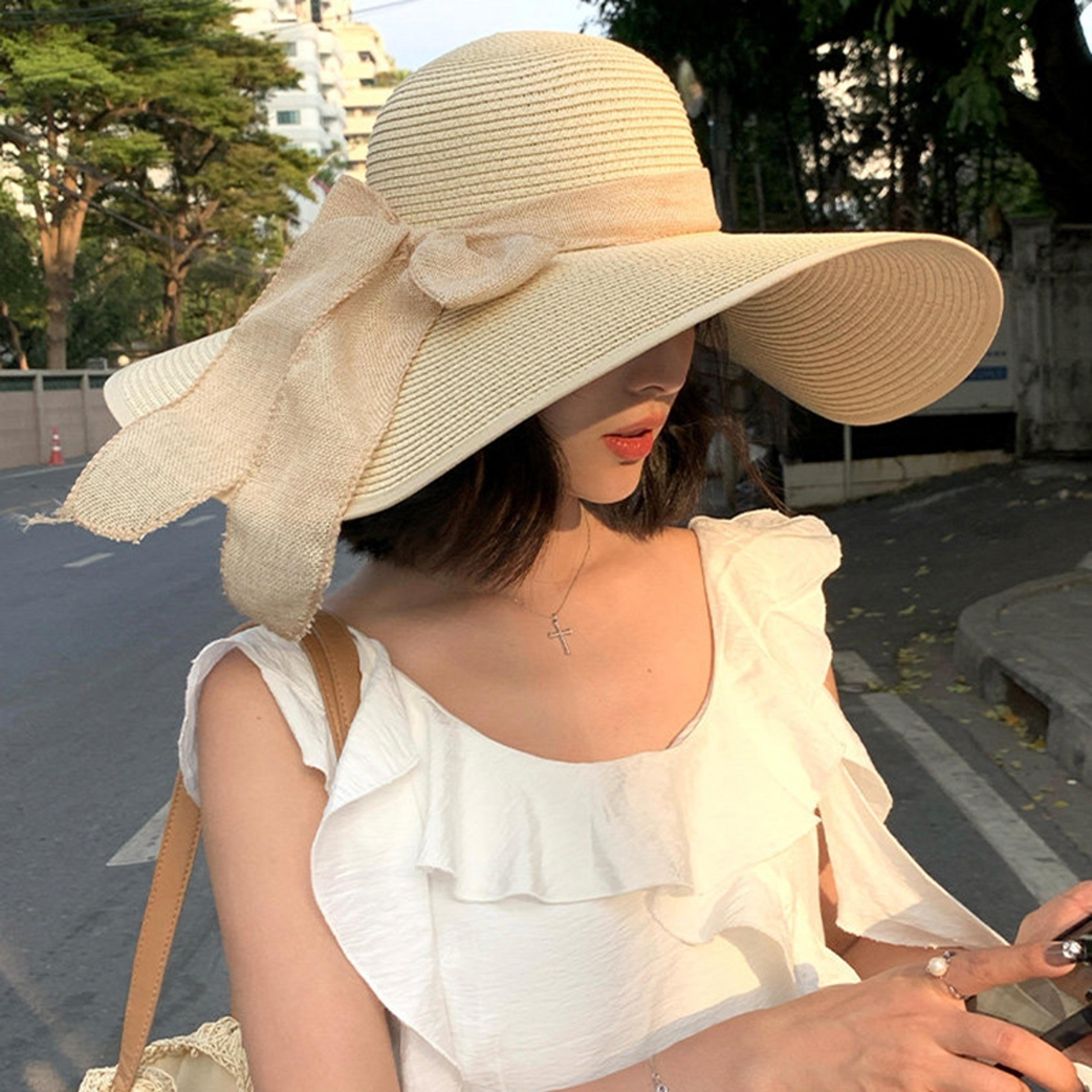 womens wide brim sun hat with upf 50 foldable straw visor