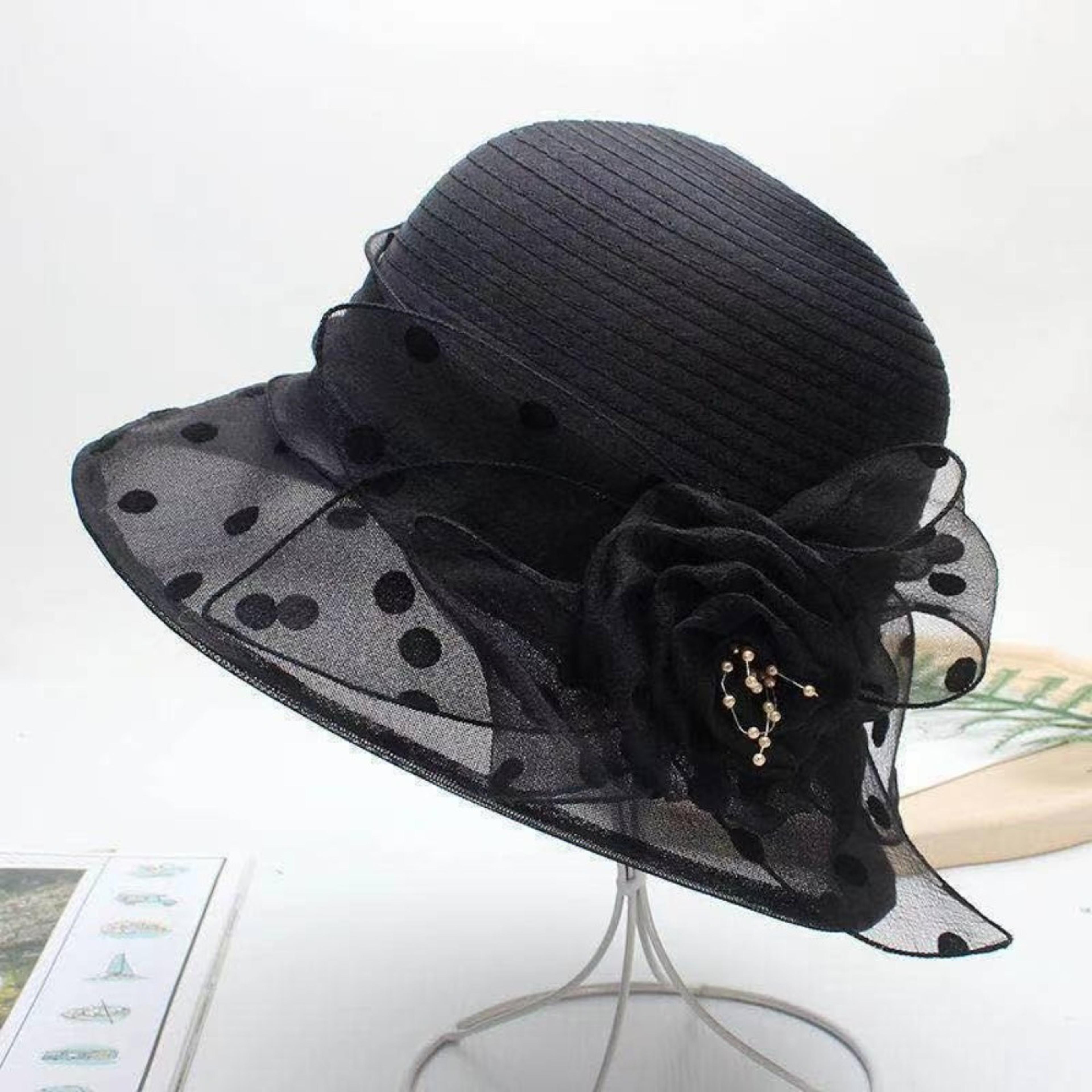 Polka Dot Organza Sun Hat For Women Summer Sun Protection Beach Hat 4