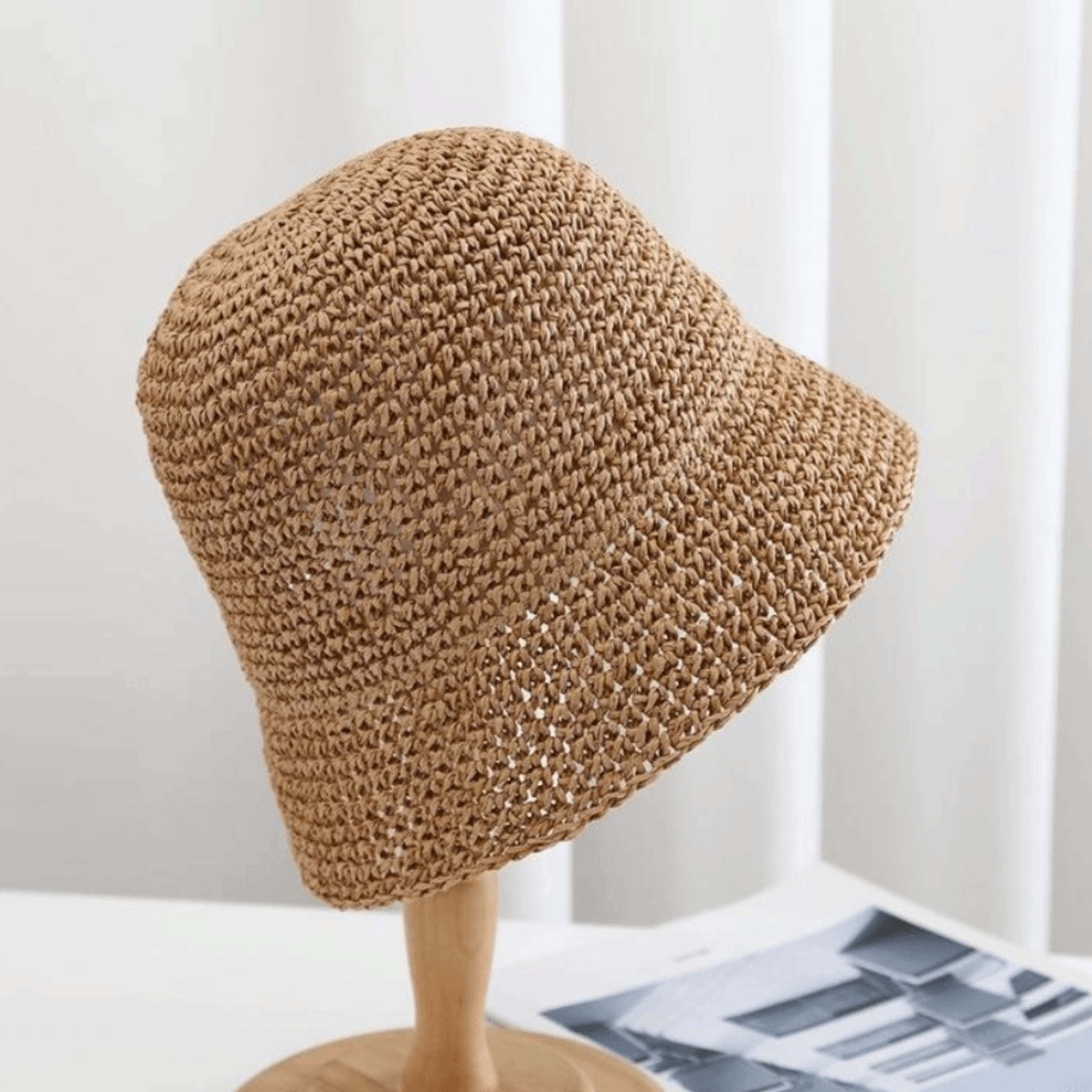 Foldable Straw Women Sun Hat Korean Style Beach Bucket Hat 2