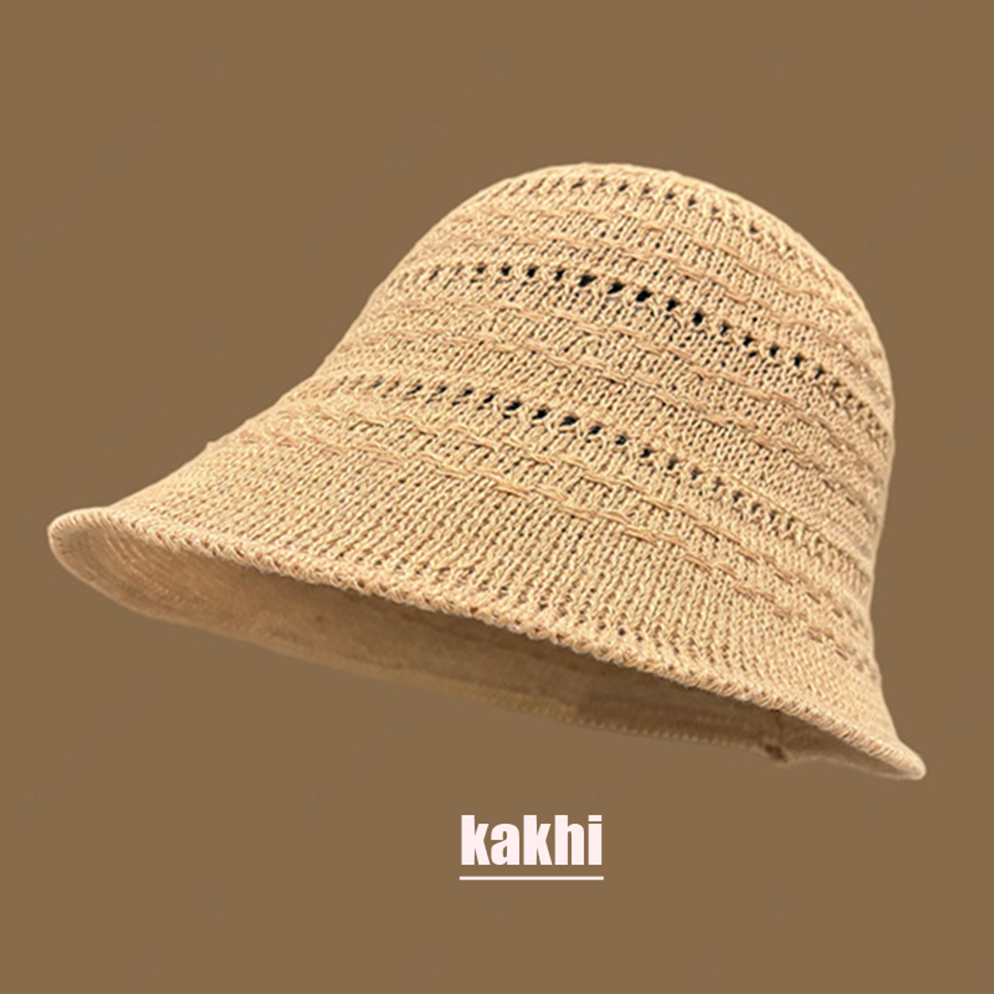 Foldable Crochet Bucket Hat For Women Hollow Out Summer Beach Cap 5