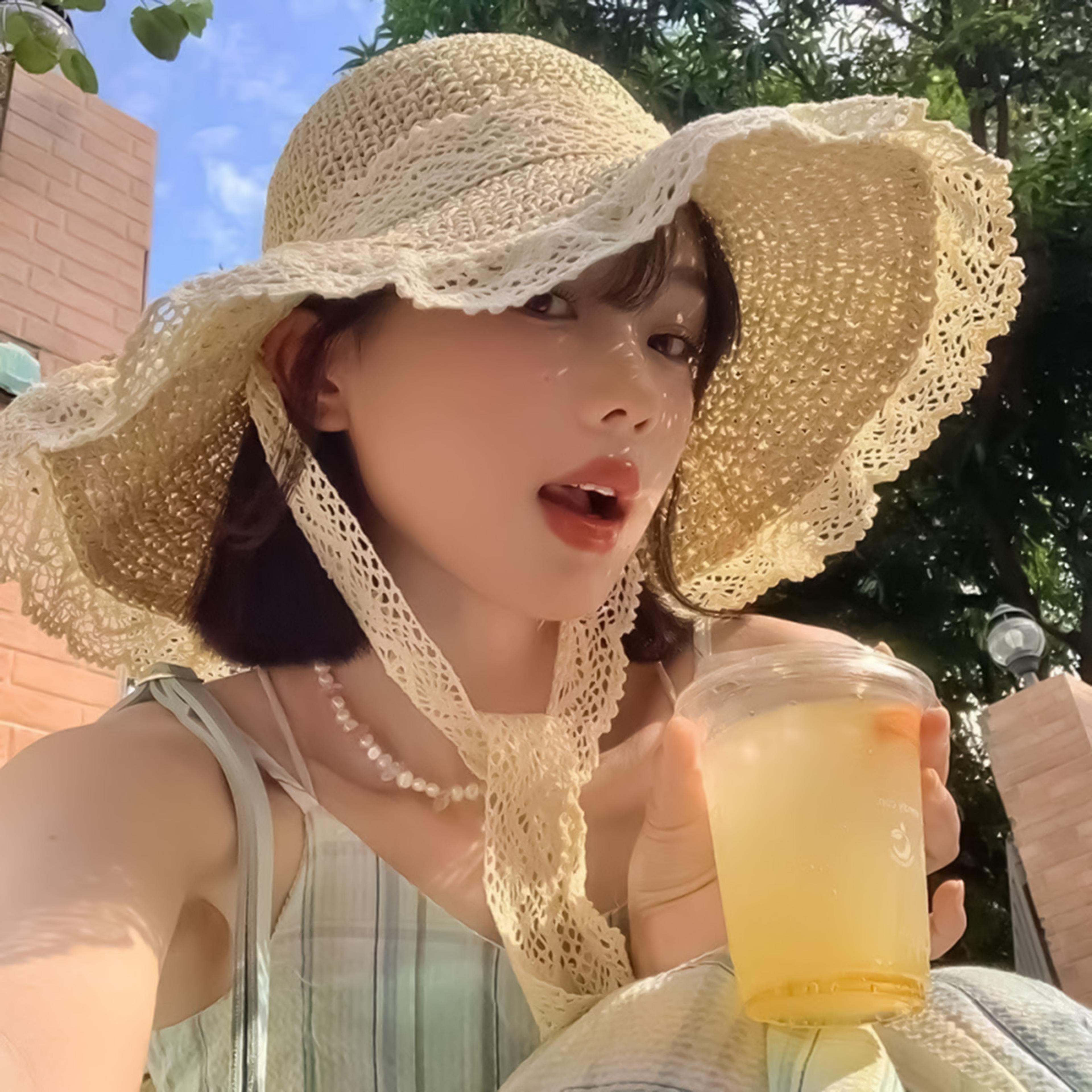 Womens Sun Hat Foldable Straw Hat Wide Brim Beach Hat For Travel 3
