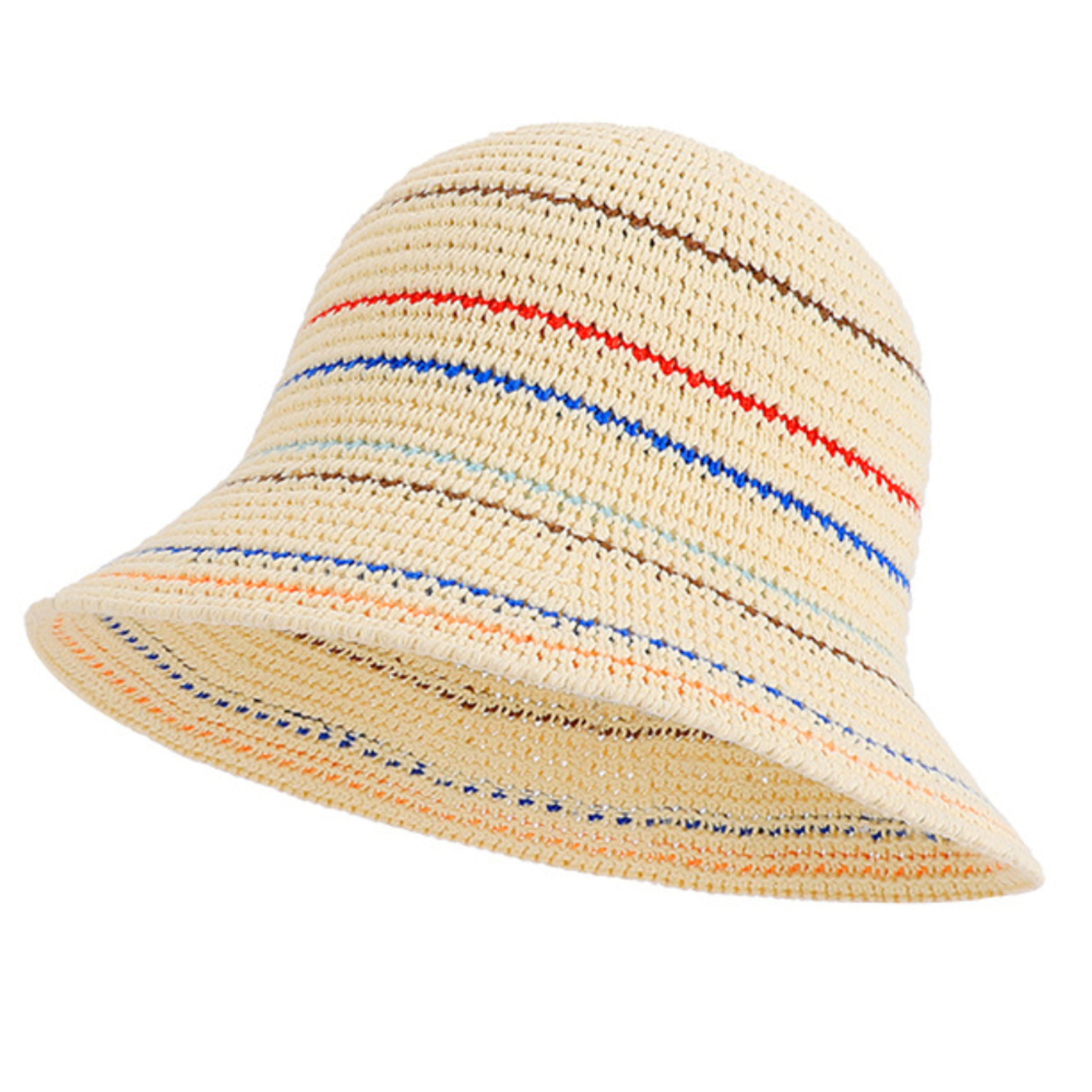 Womens Packable Crochet Straw Sun Hat Wide Brim Beach Cap 3