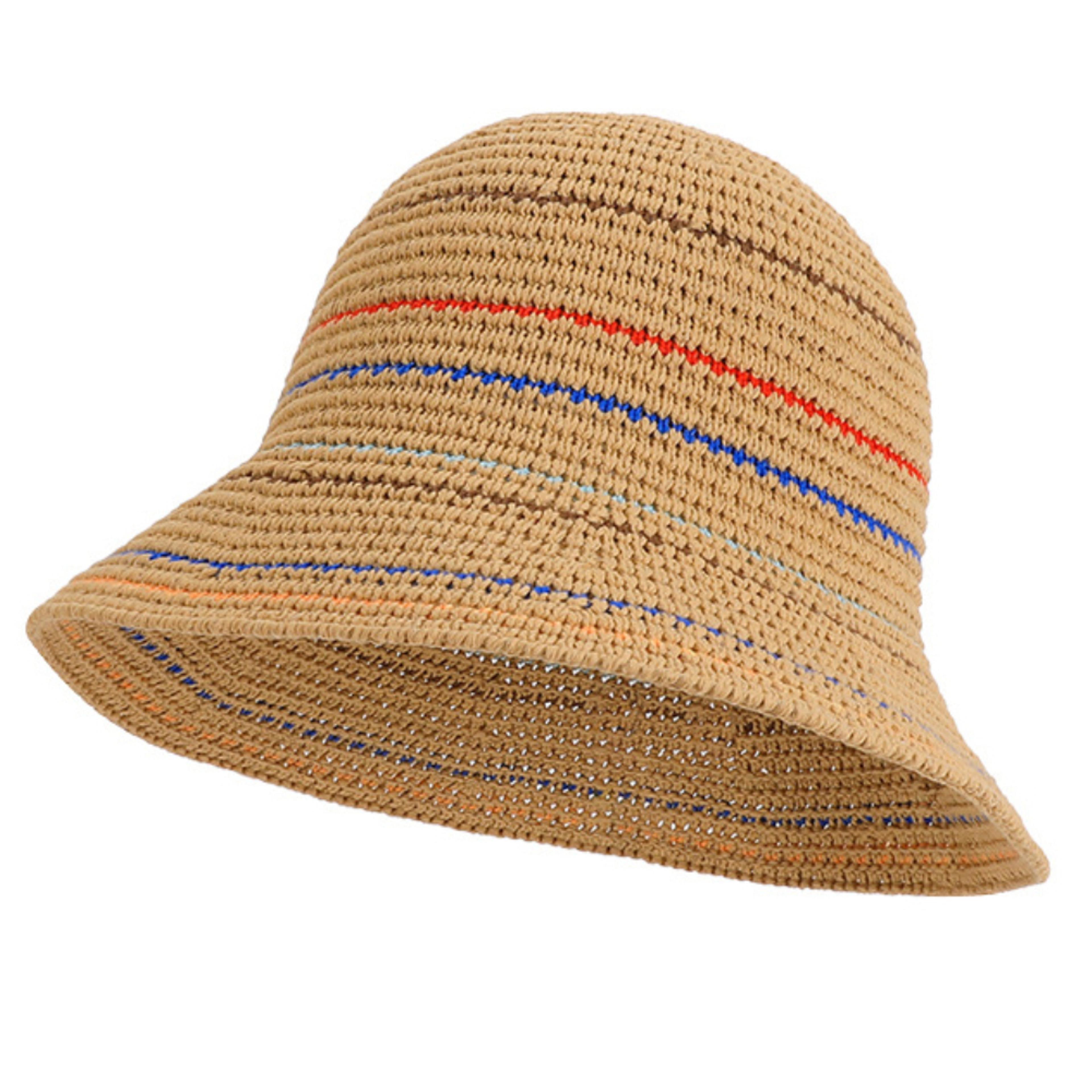 Womens Packable Crochet Straw Sun Hat Wide Brim Beach Cap 6