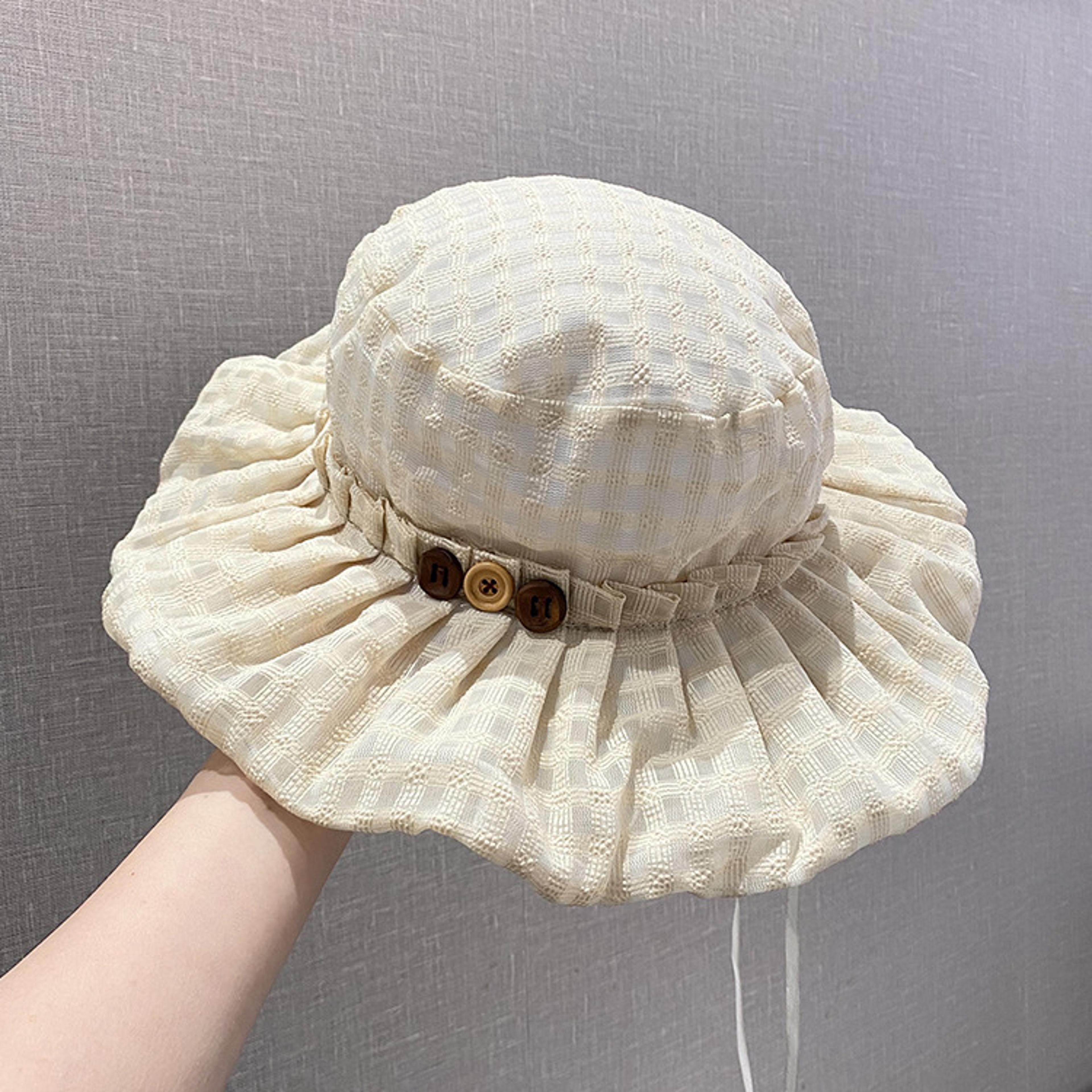 Korean Style Checkered Women Sun Hat Breathable Beach Fisherman Cap 5