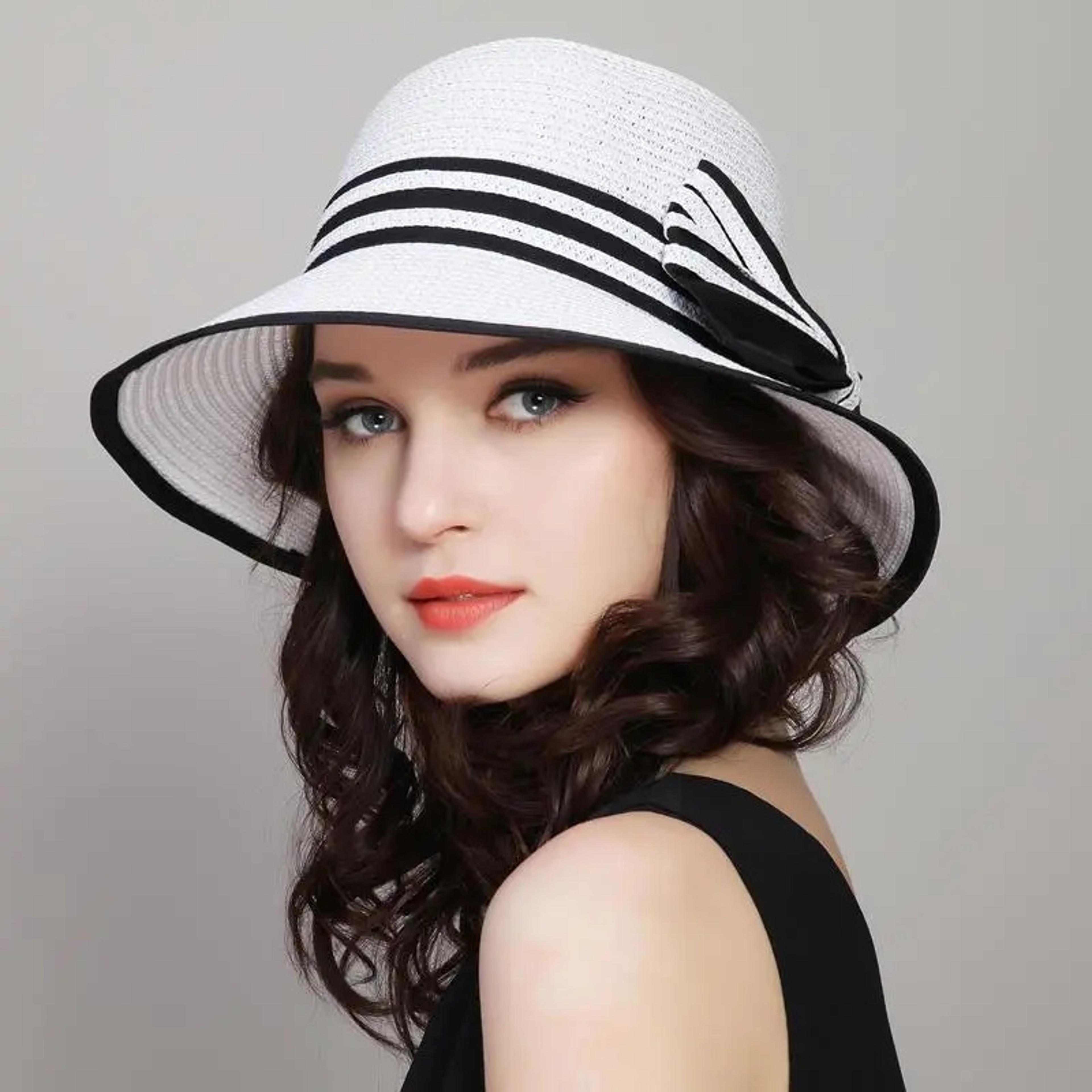 French Bowknot Straw Sun Hat For Women Breathable Summer Beach Hat 5
