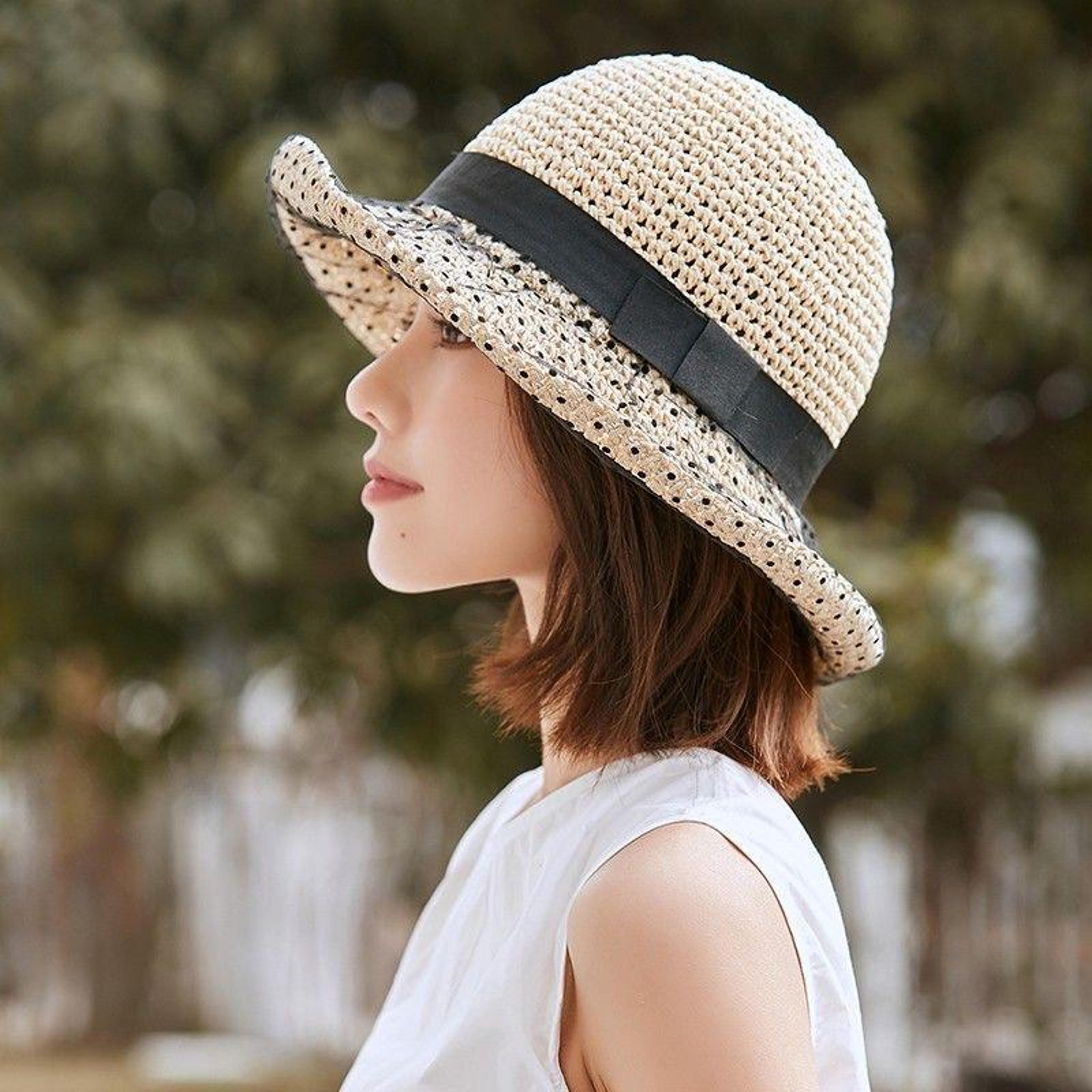 Wide Brim Straw Sun Hat For Women  UV Protection Beach  Travel Sun Hat 4