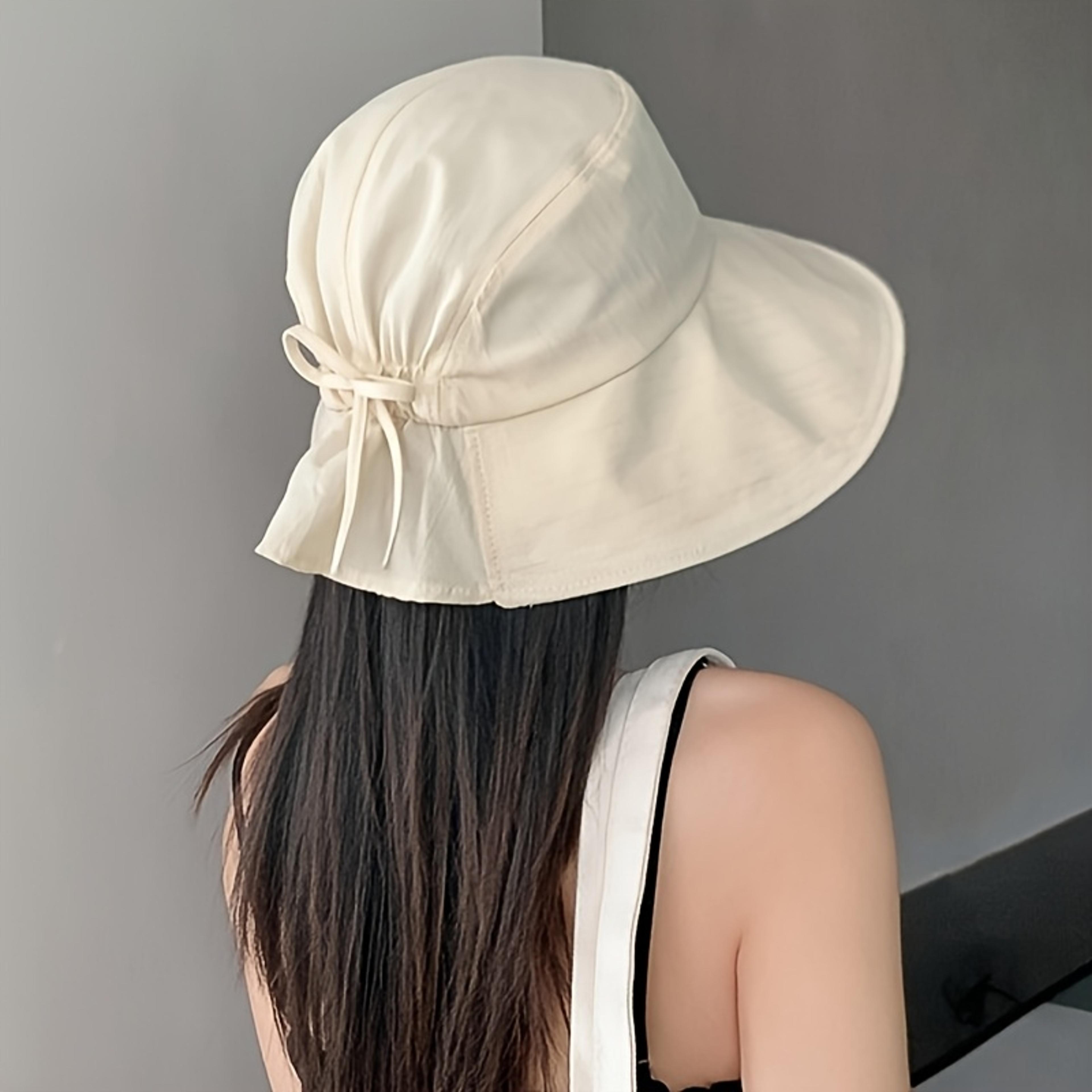 Womens Wide Brim Foldable Sun Hat With Bow  Lightweight Beach  Travel Sun Protection Hat 6