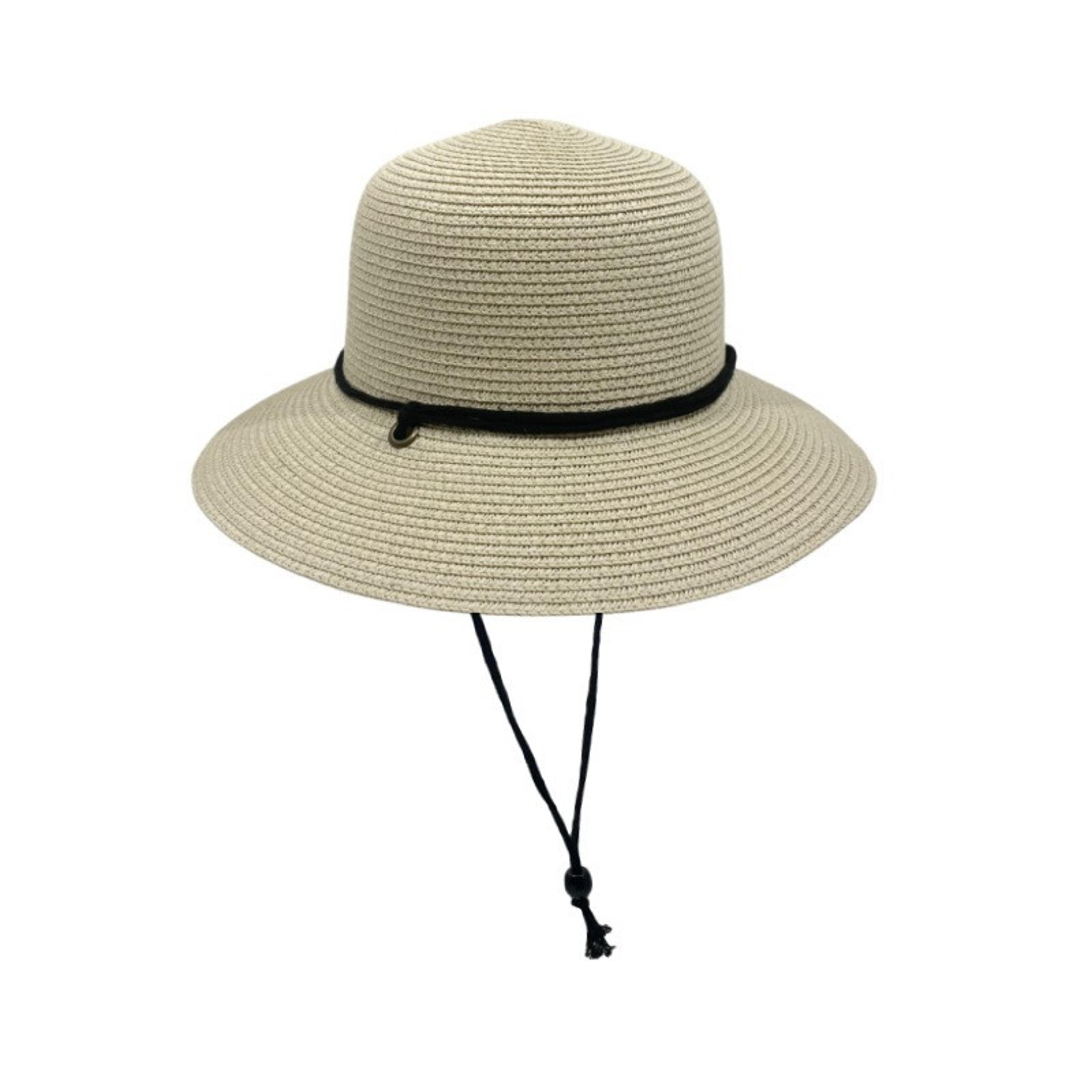 Women Wide Brim Straw Sun Hat With Belt Strap  Panama Beach Travel Hat 6