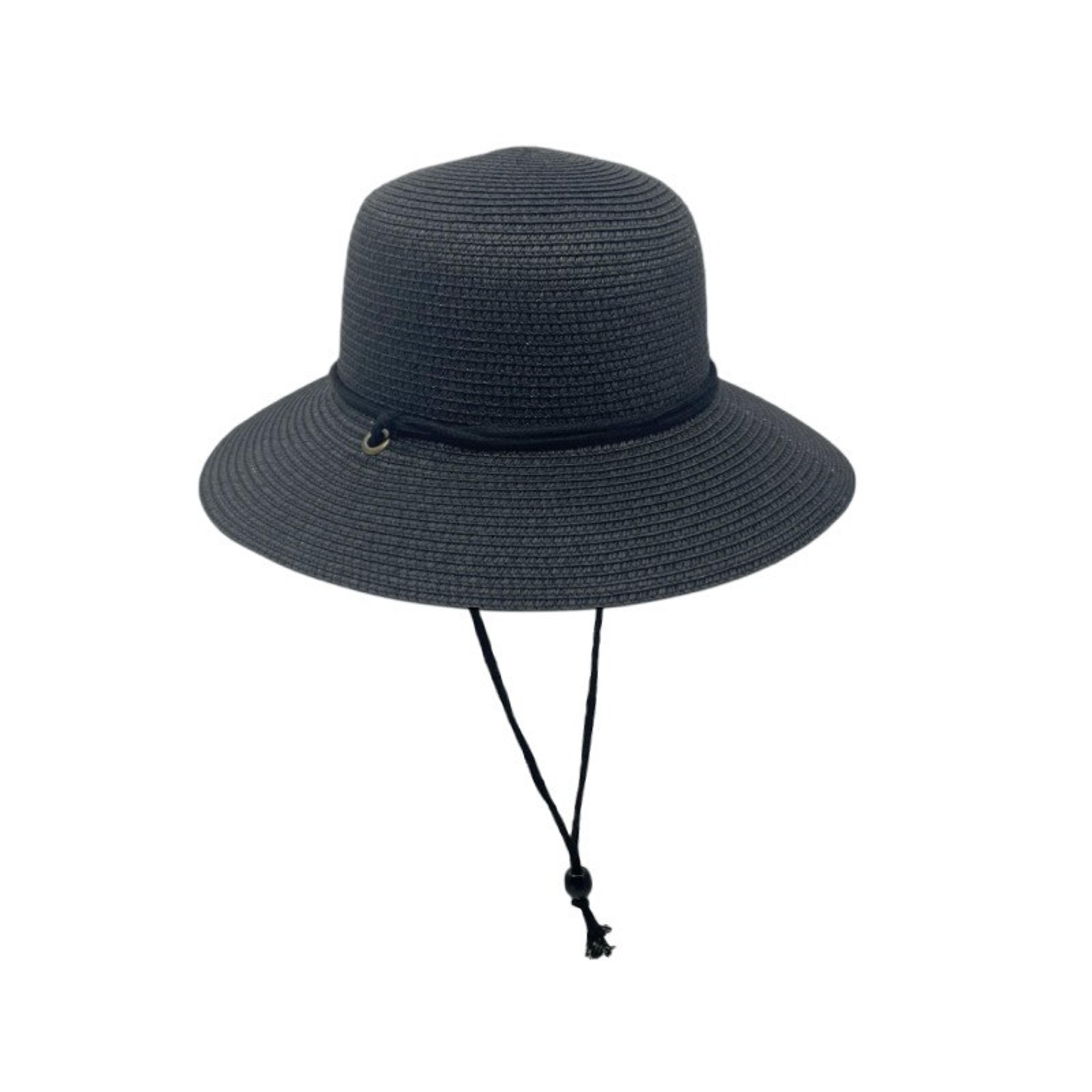 Women Wide Brim Straw Sun Hat With Belt Strap  Panama Beach Travel Hat 7