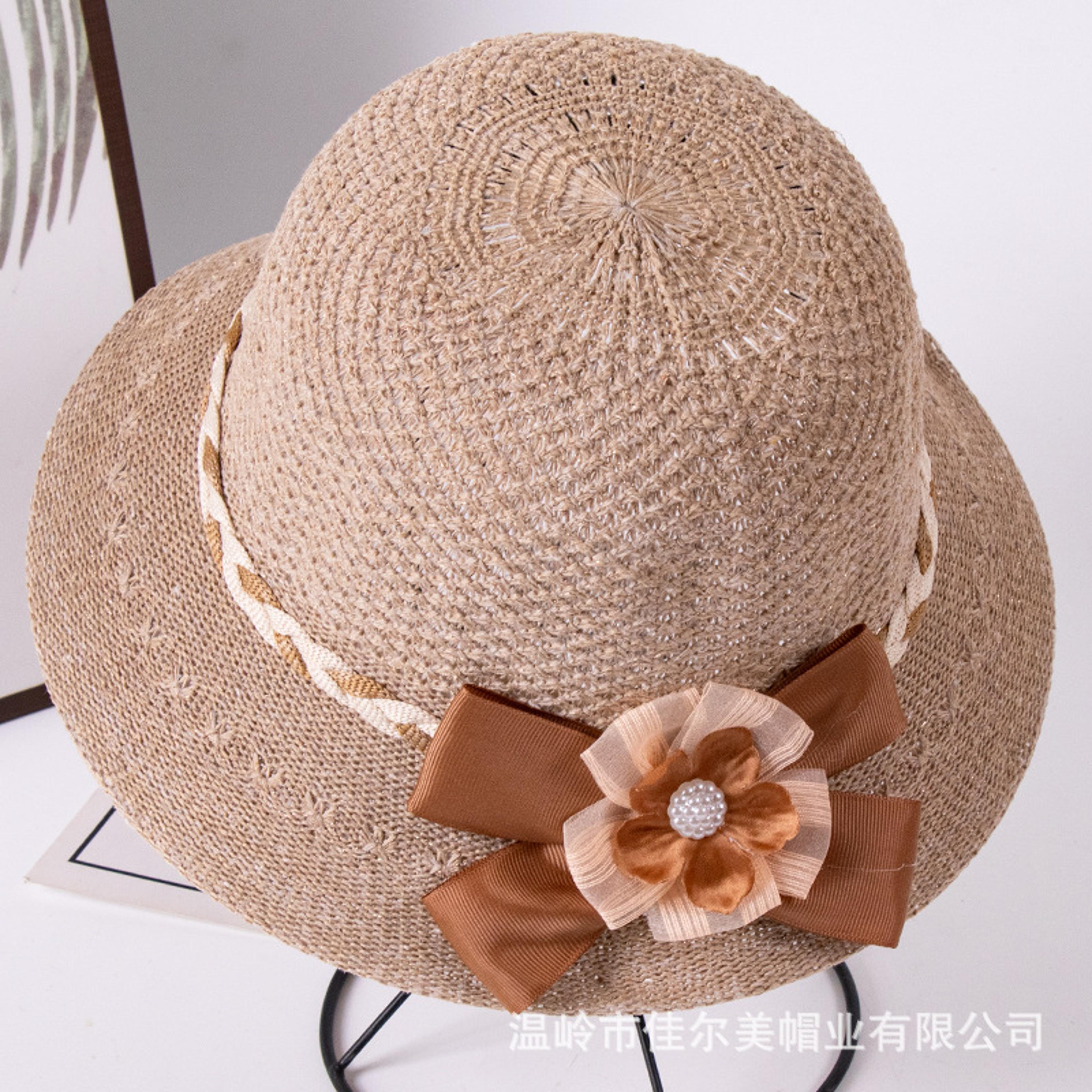 Floral Hollow Out Straw Sun Hat For Women Breathable Summer Beach Hat 7