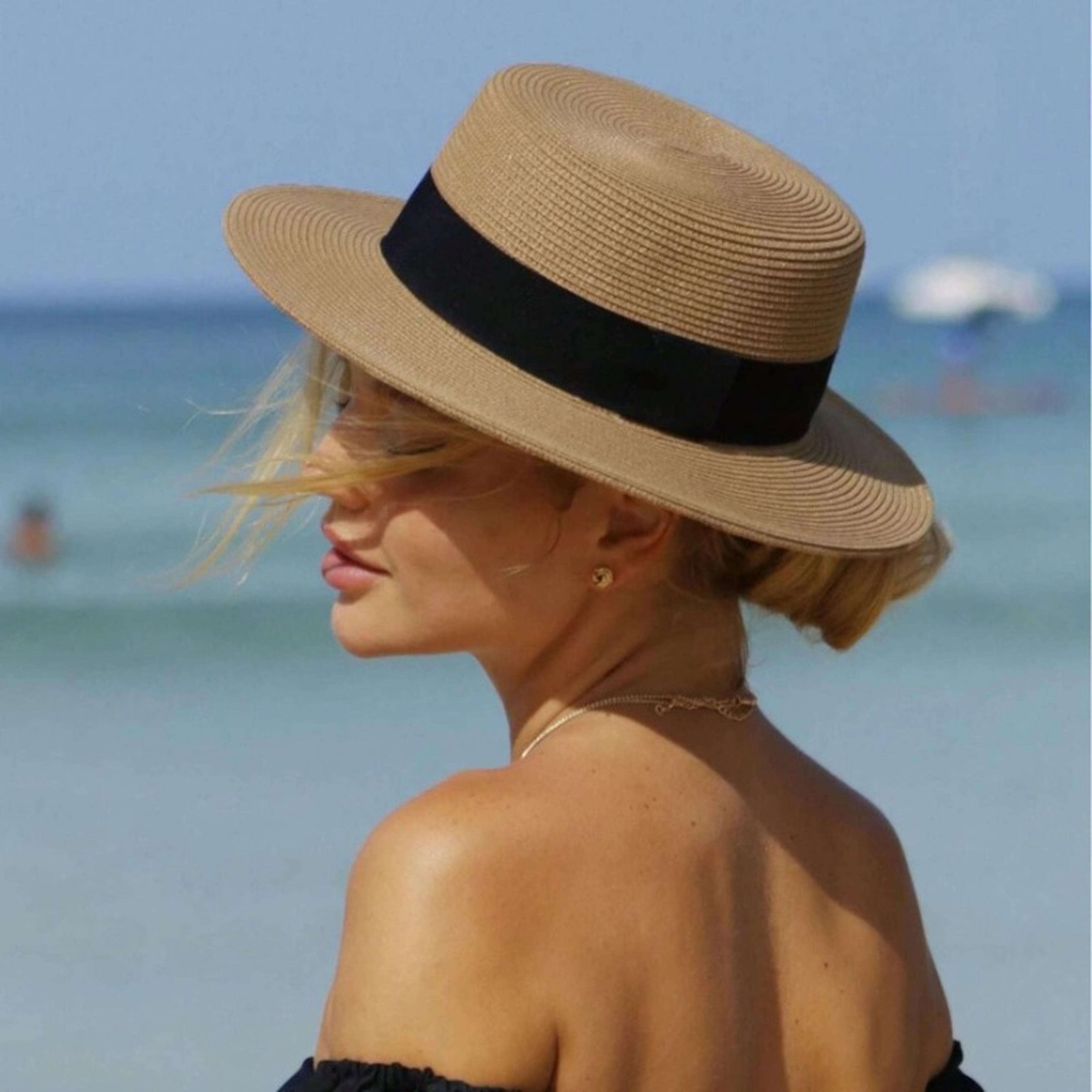 women wide brim straw sun hat for beach panama fedora boater summer sun protection
