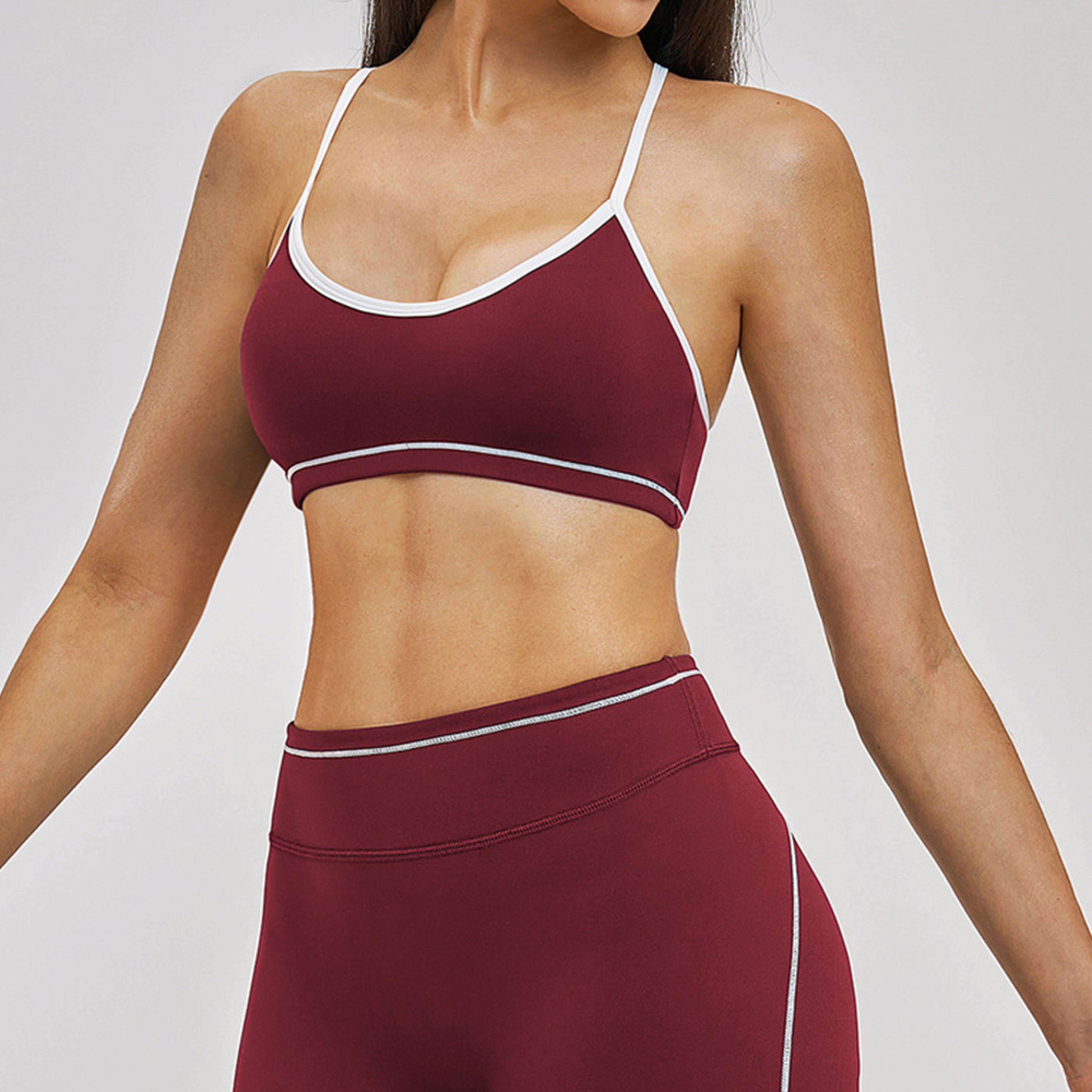 cross back push up sports bra women gym workout yoga crop top fitness bra