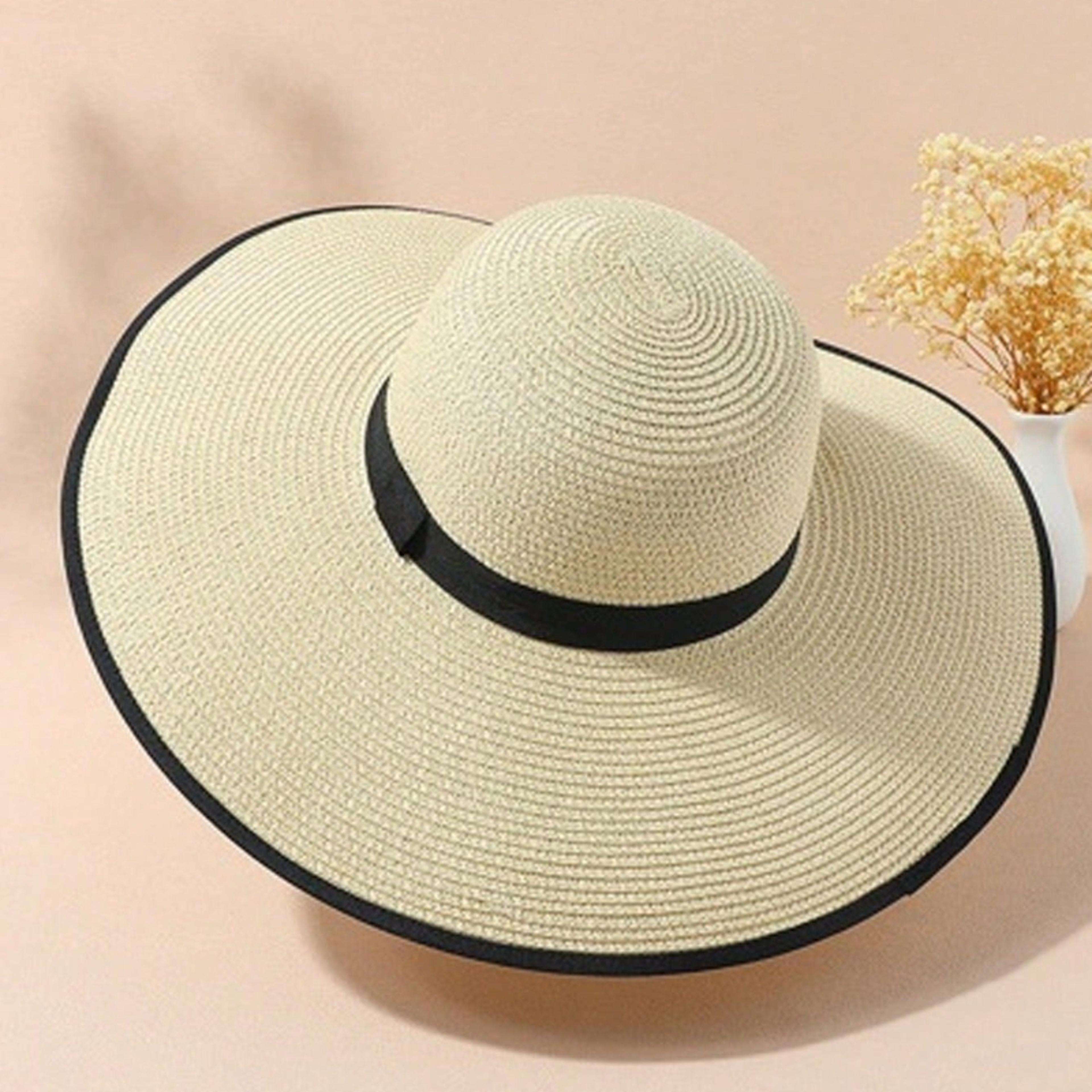 Boho Straw Beach Hat Wide Brim Sun Protection Womens Summer Sun Hat For Beach Travel 5