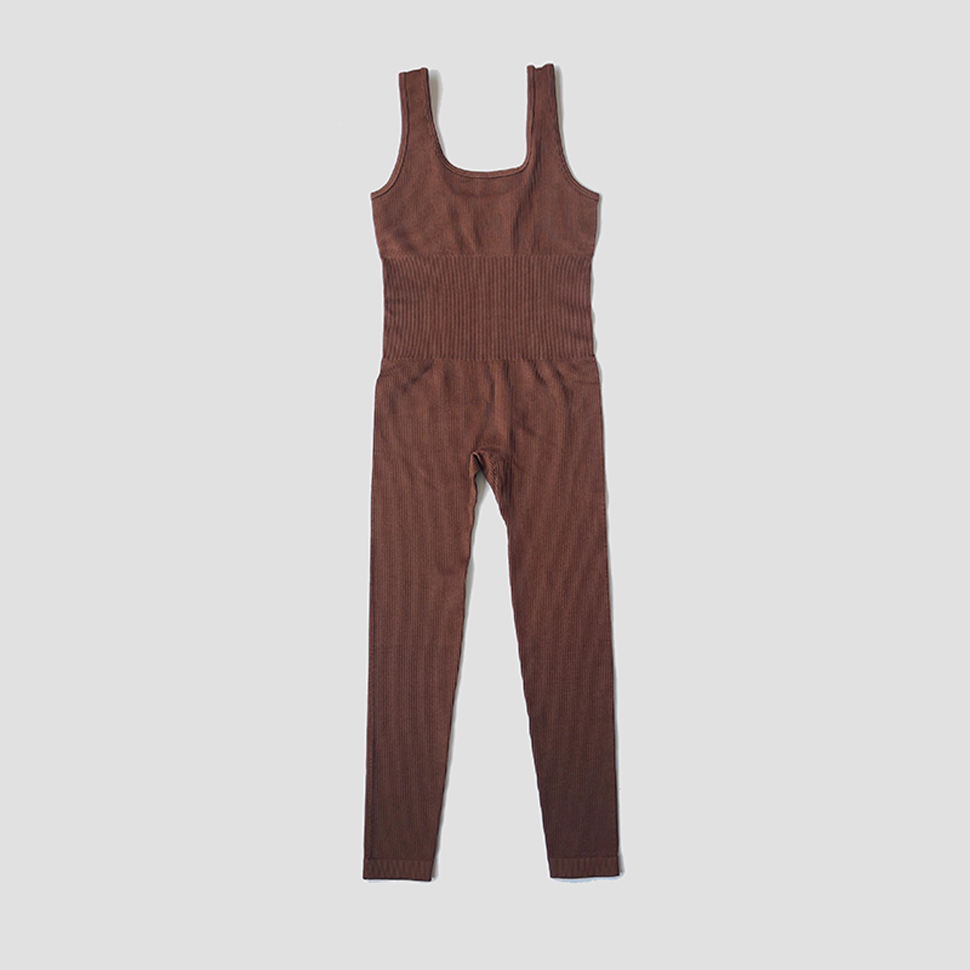 Women Seamless Ribbed Yoga Jumpsuit  Sleeveless One Piece Gym  Fitness Bodysuit Romper 5
