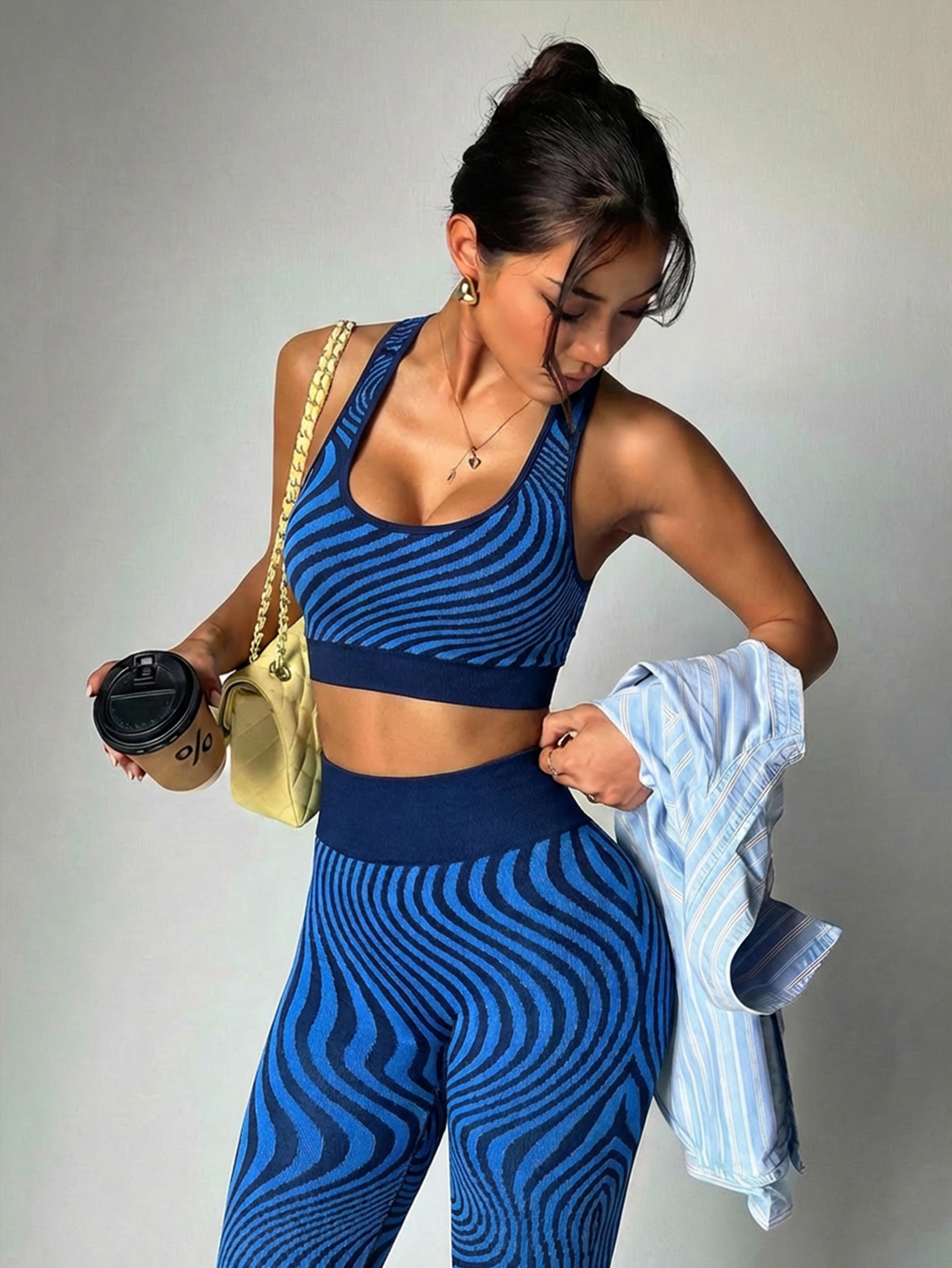 Zebra Print Sports Bra Yoga Set High Impact Workout Set 7