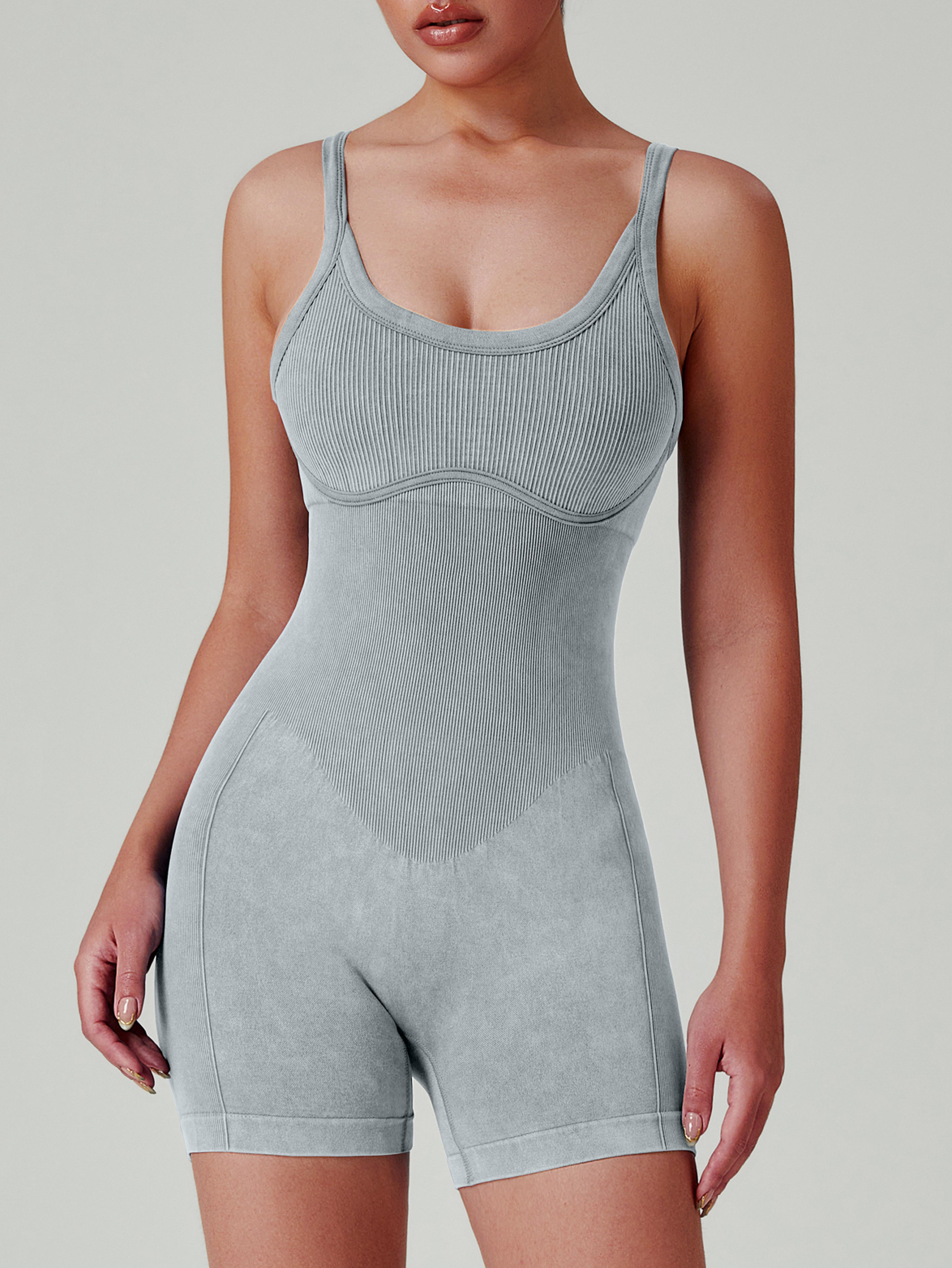 Womens Seamless Yoga Bodysuit High Waisted Way Stretch Workout Jumpsuit 9