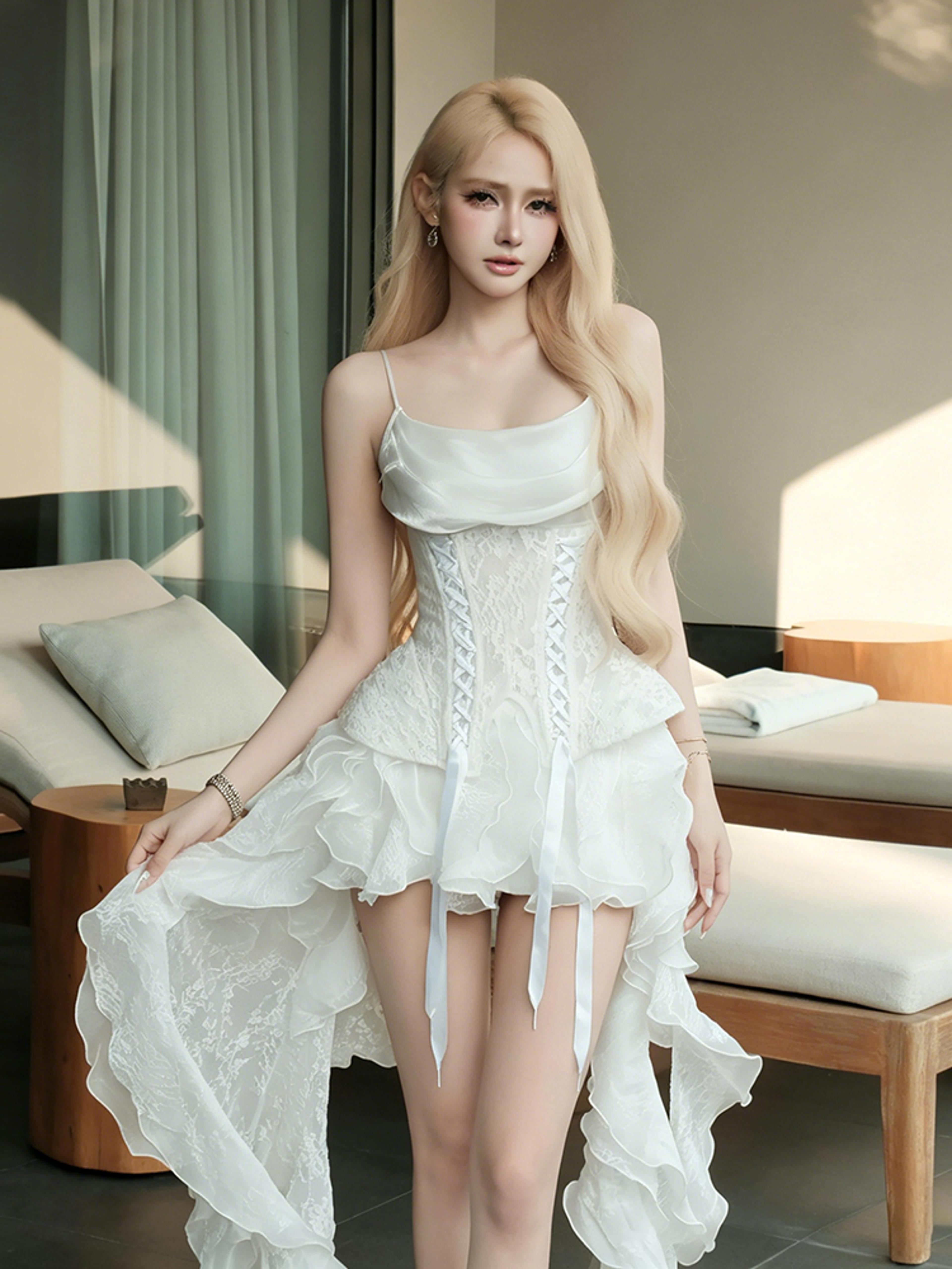 Kliou Jacquard Ruffle Party Dress Set Tiered Swing Birthday Dress For Women 4