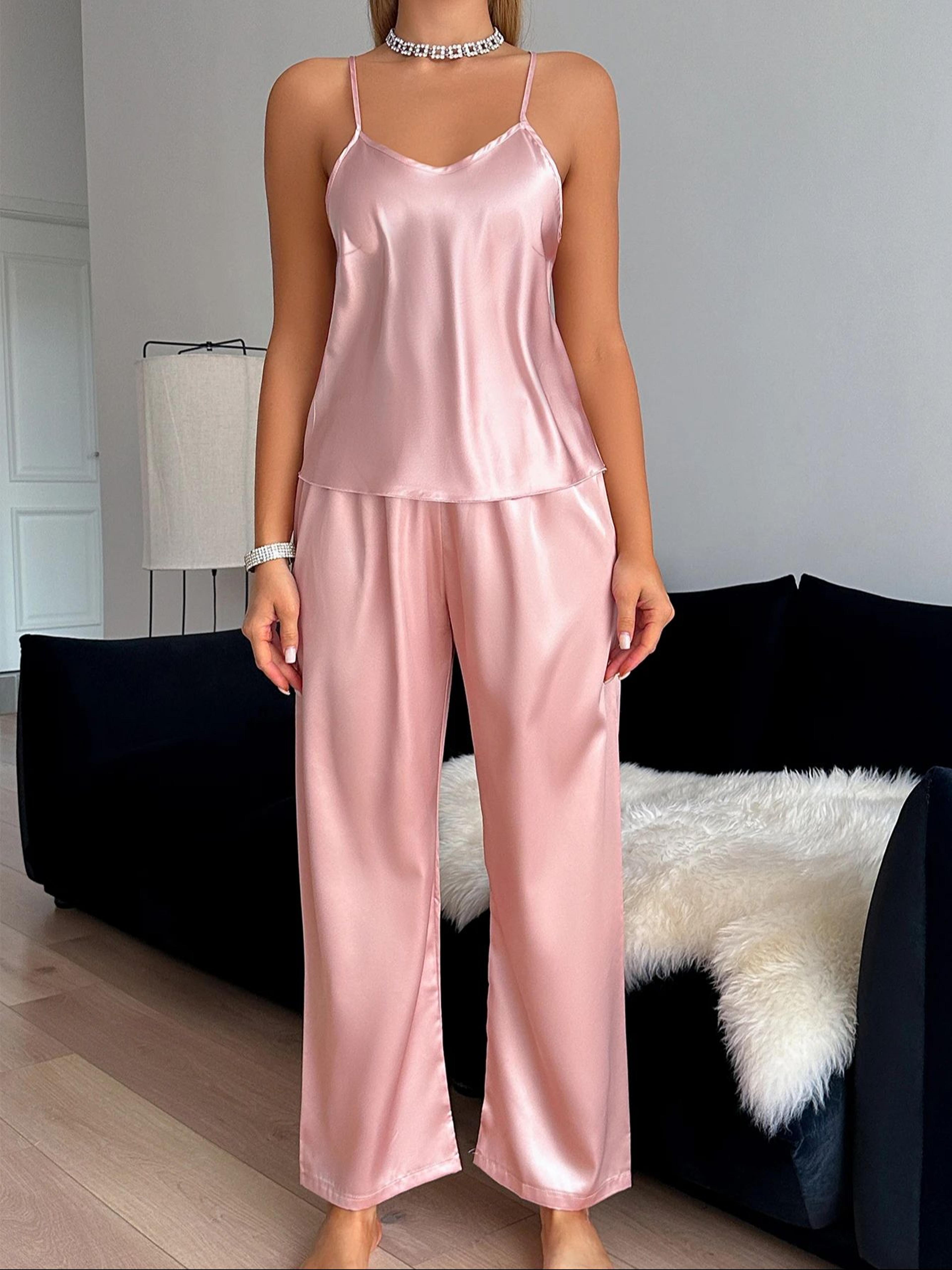 Womens V Neck Halter Pajama Set Two Piece Comfortable Sleepwear Loungewear 6
