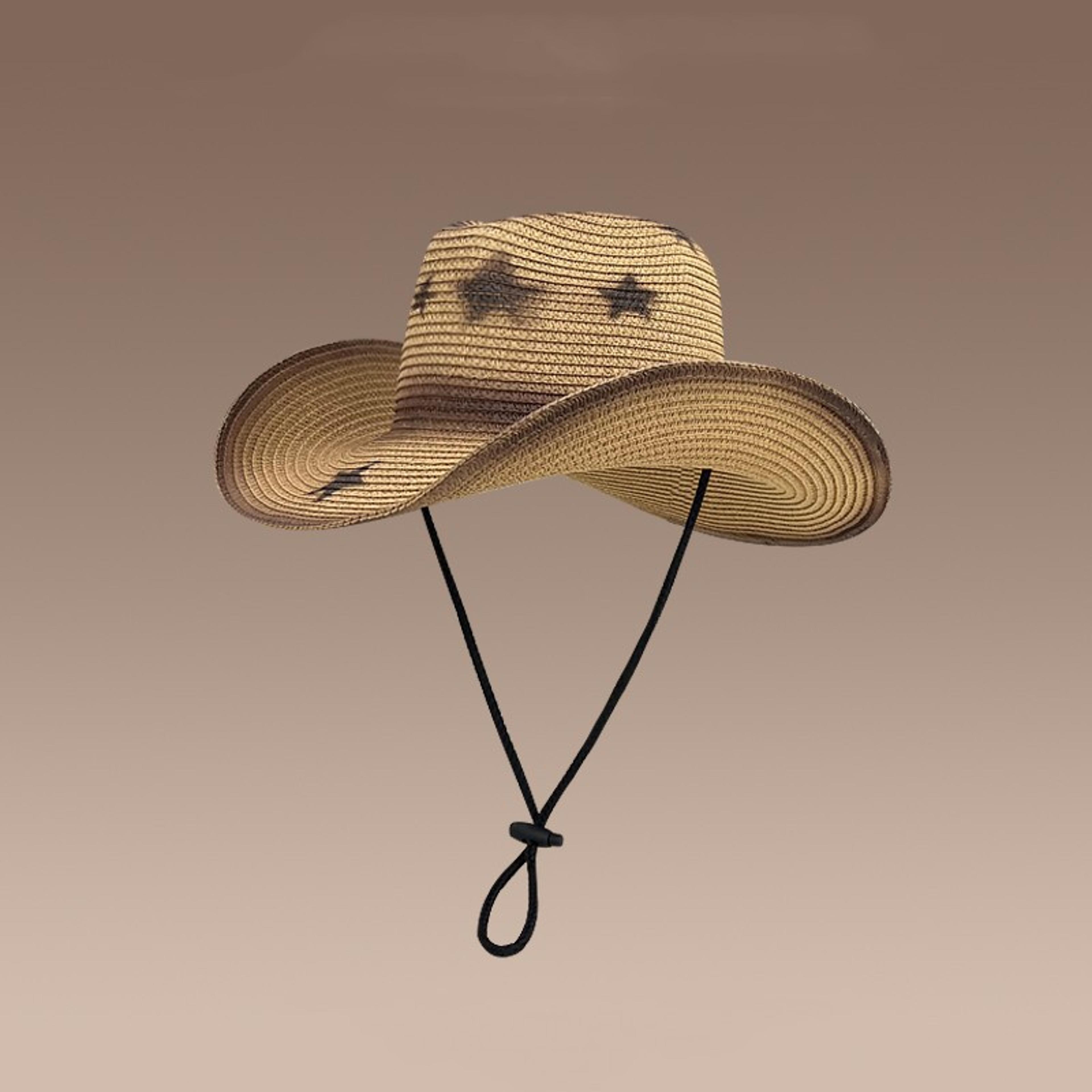 Japanese Retro Star Straw Cowboy Hat With Windproof Strap 7