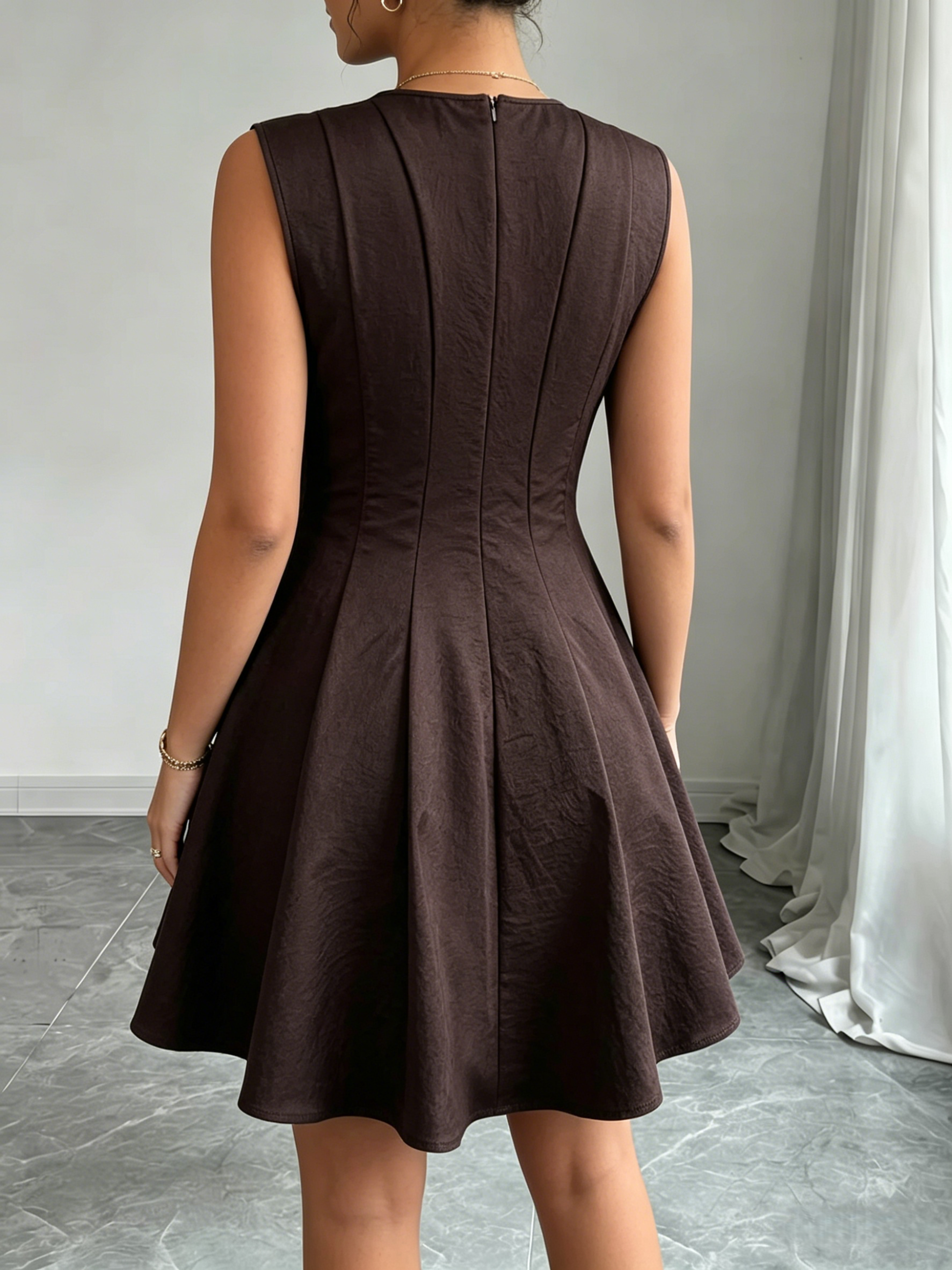Chic Sleeveless Crew Neck A Line Mini Dress For Casual Summer Brunch And Date Night 4