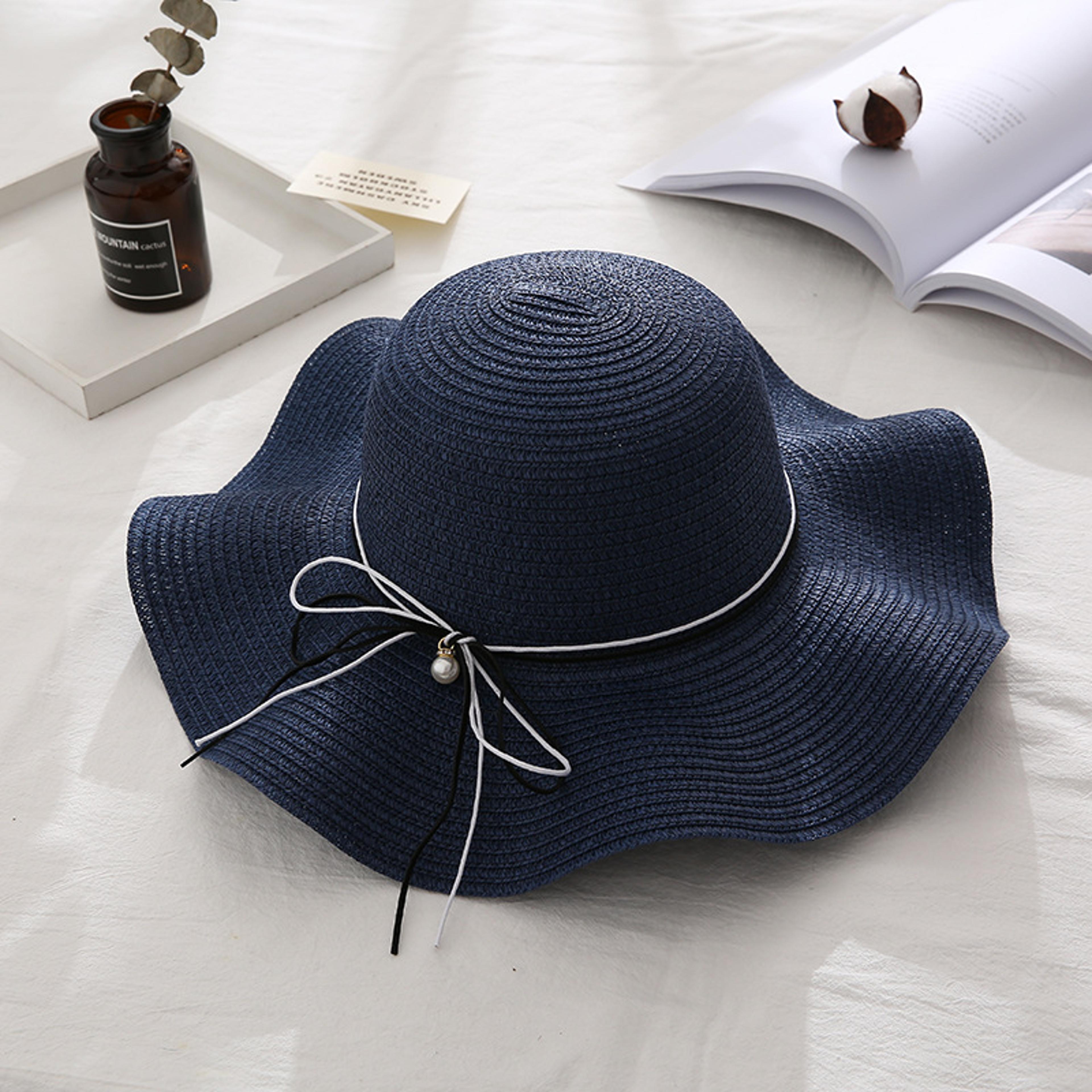 Japanese Style Wide Brim Straw Sun Hat With Bow Accent 1