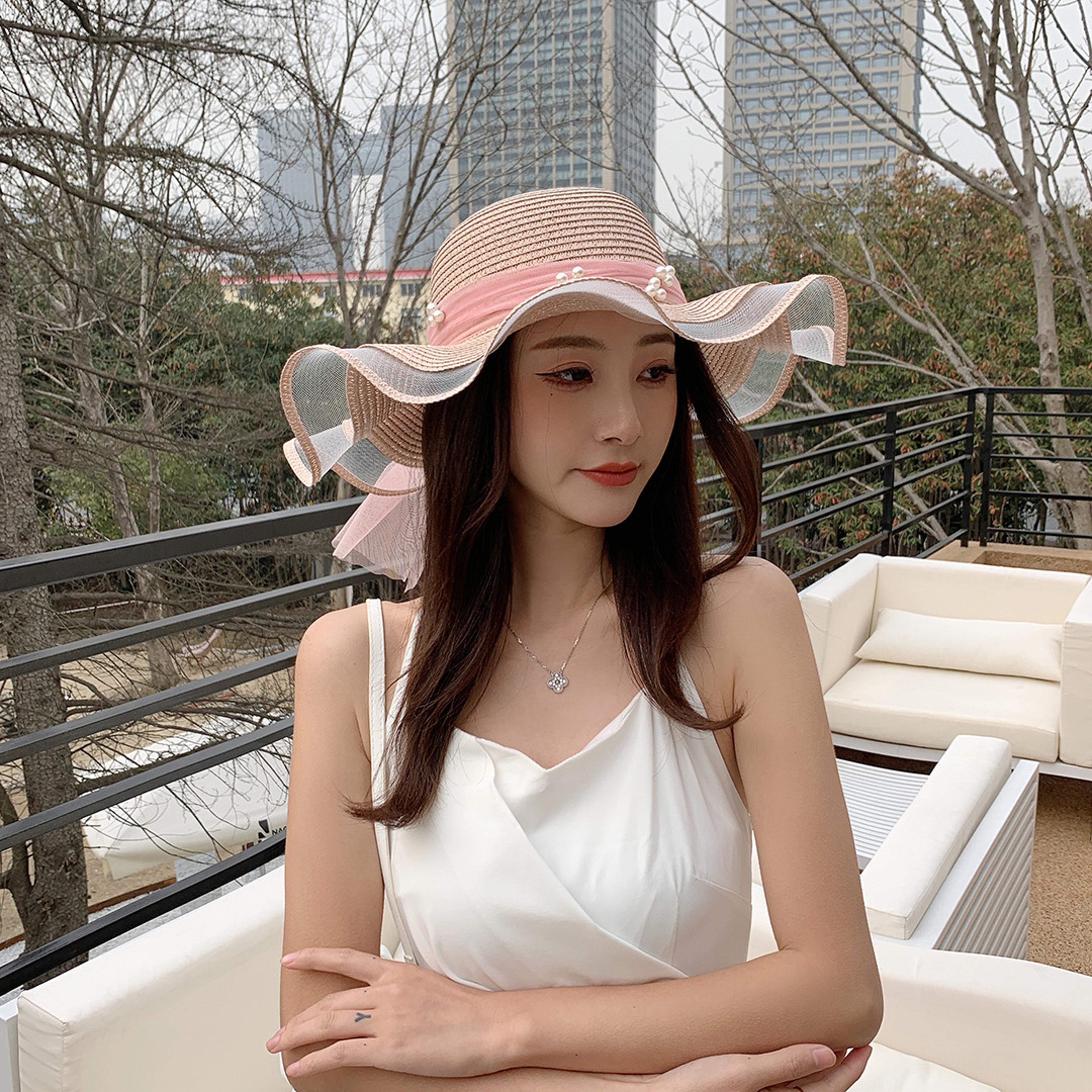 Panama Wide Brim Straw Sun Hat With Bow Accent 1