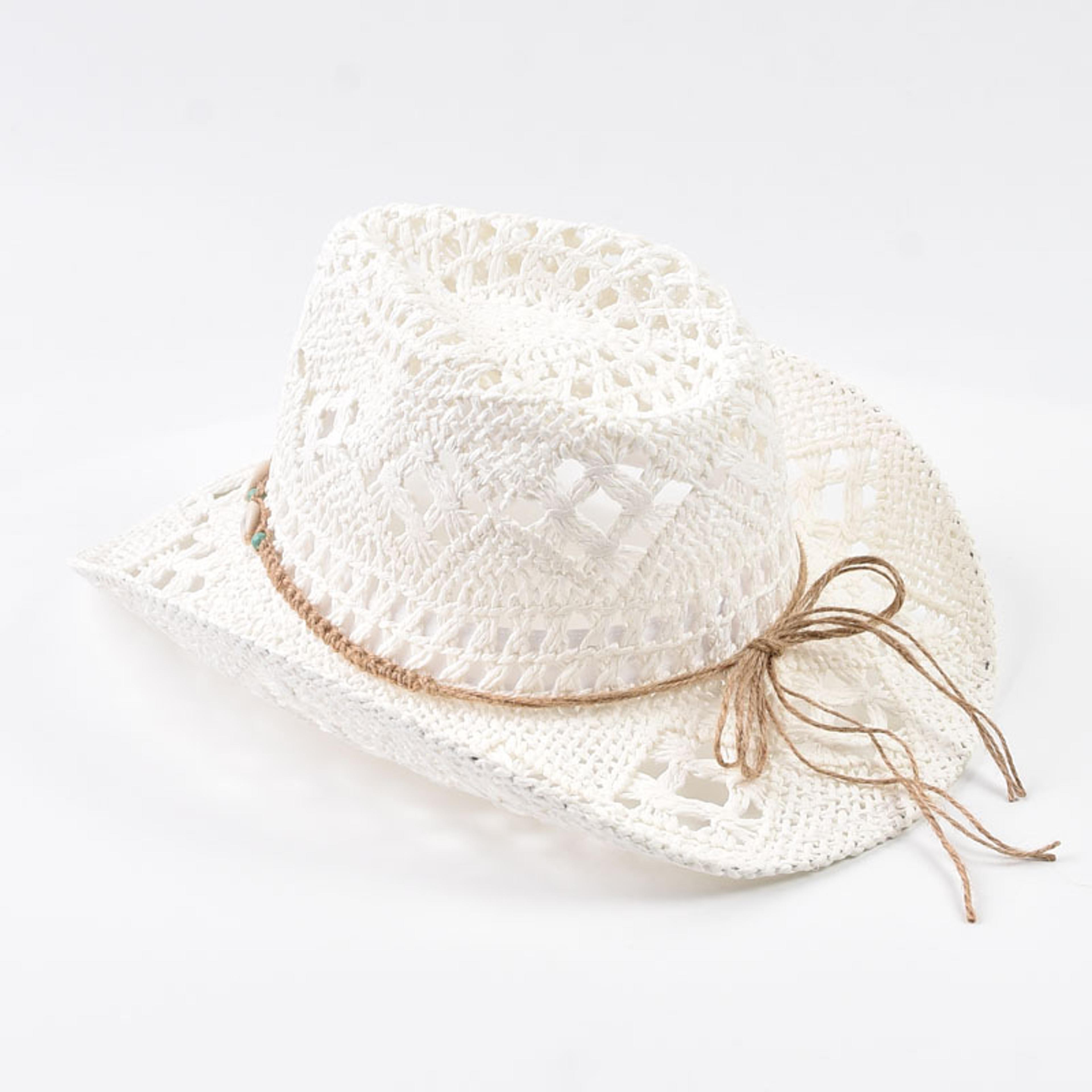 Boho Wide Brim Straw Sun Hat With Shells Summer Beach Panama 1