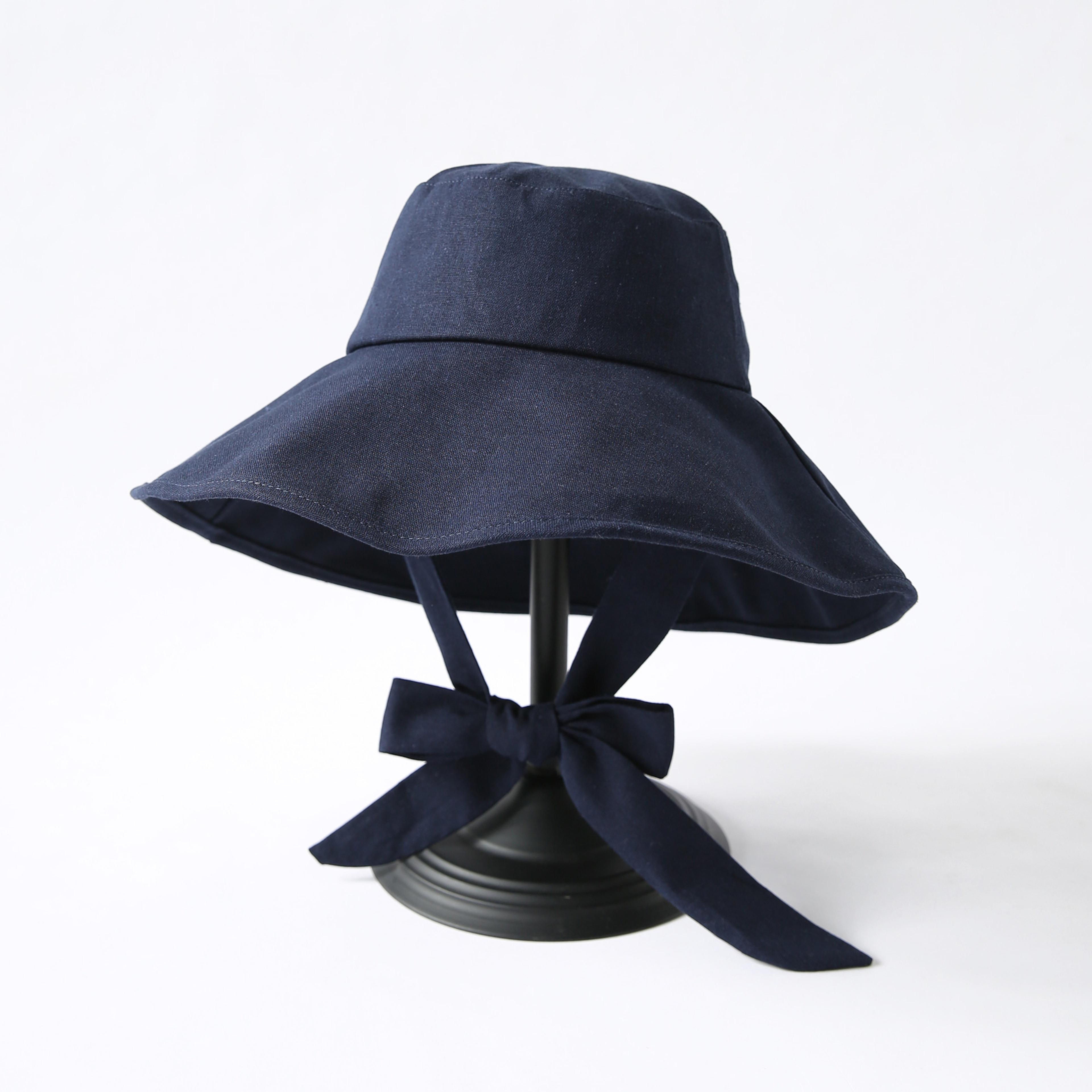 Chic Cotton Linen Wide Brim Bucket Hat For Women Foldable Korean Style UV Protection Beach Sun Hat  4