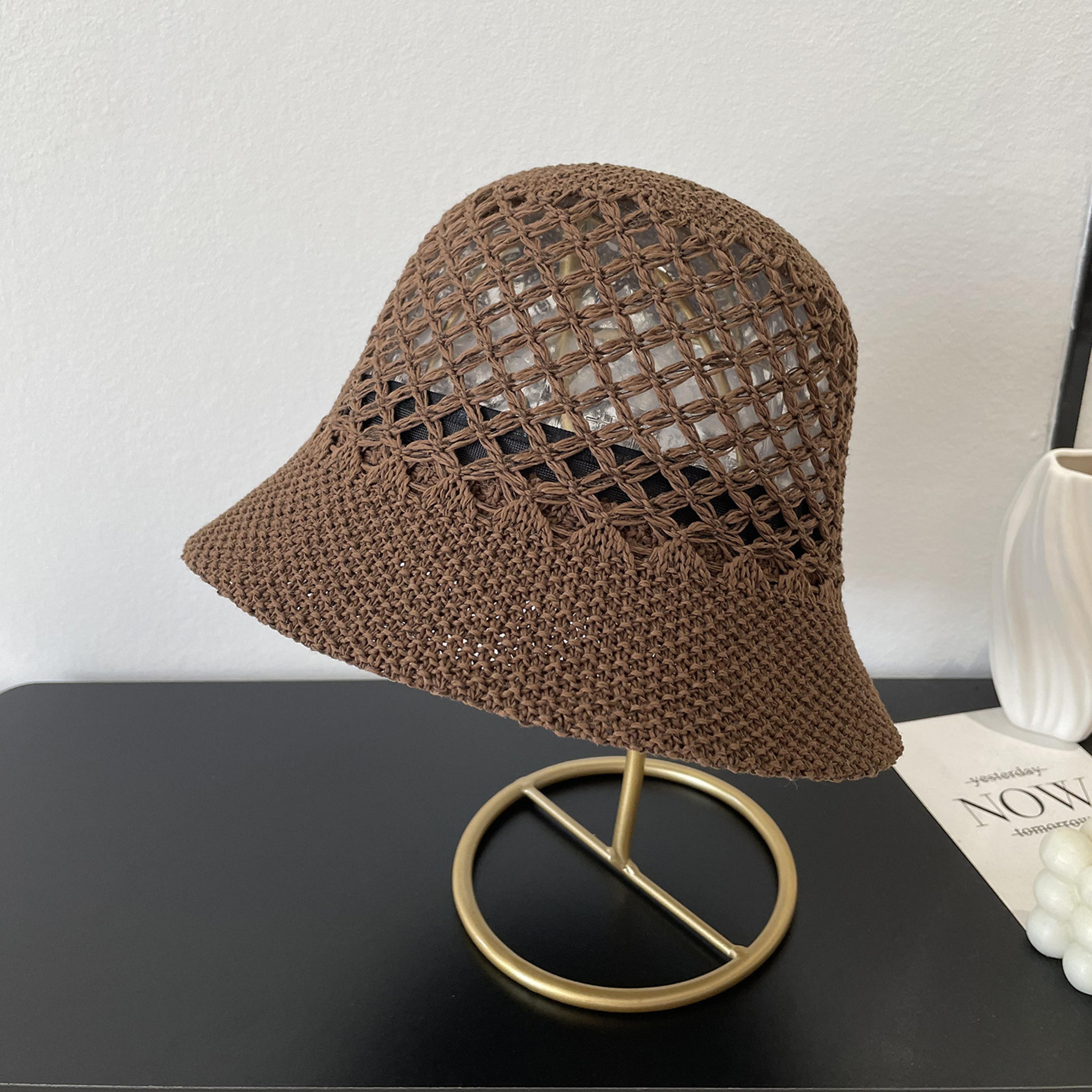 AuraGlow Breathable Woven Sun Hat  Foldable Mesh Womens Summer Hat  Sun Protection Bucket Hat For T 5