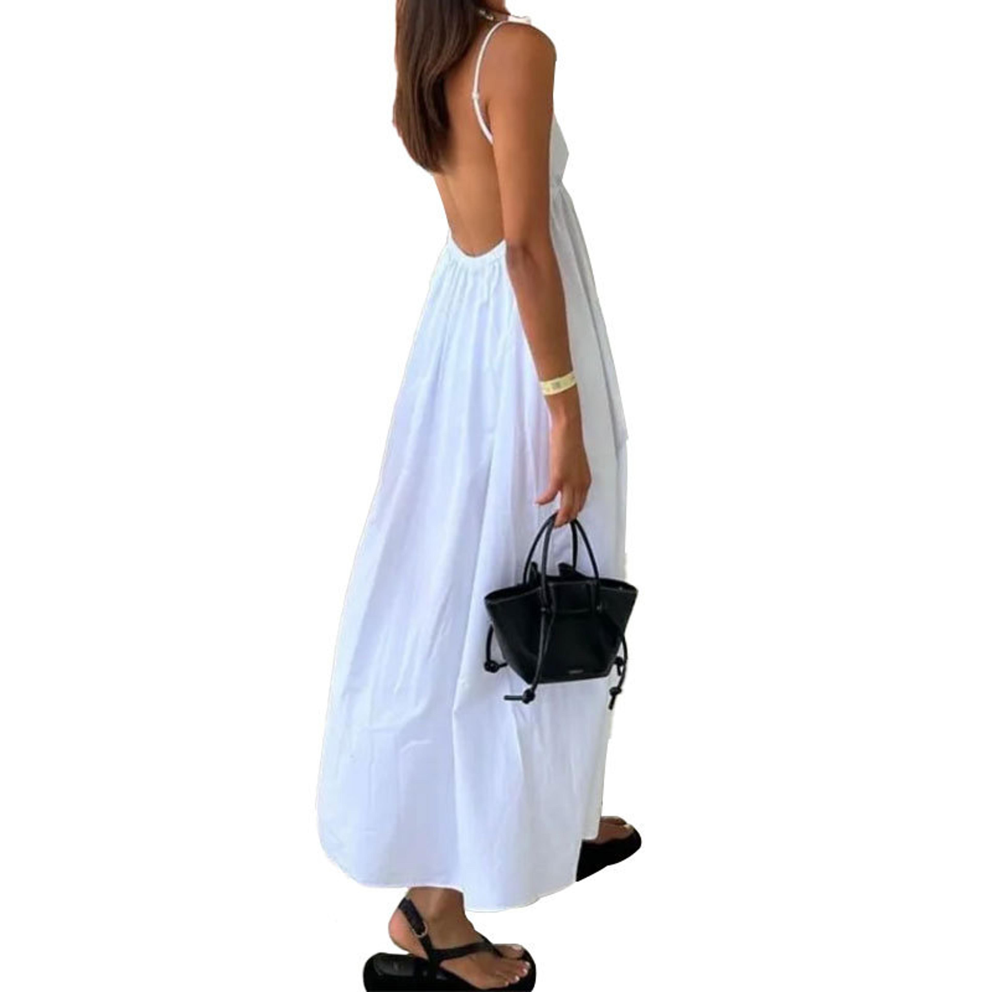 Ethereal White ALine Summer Dress With Open Back And VNeck Line 2