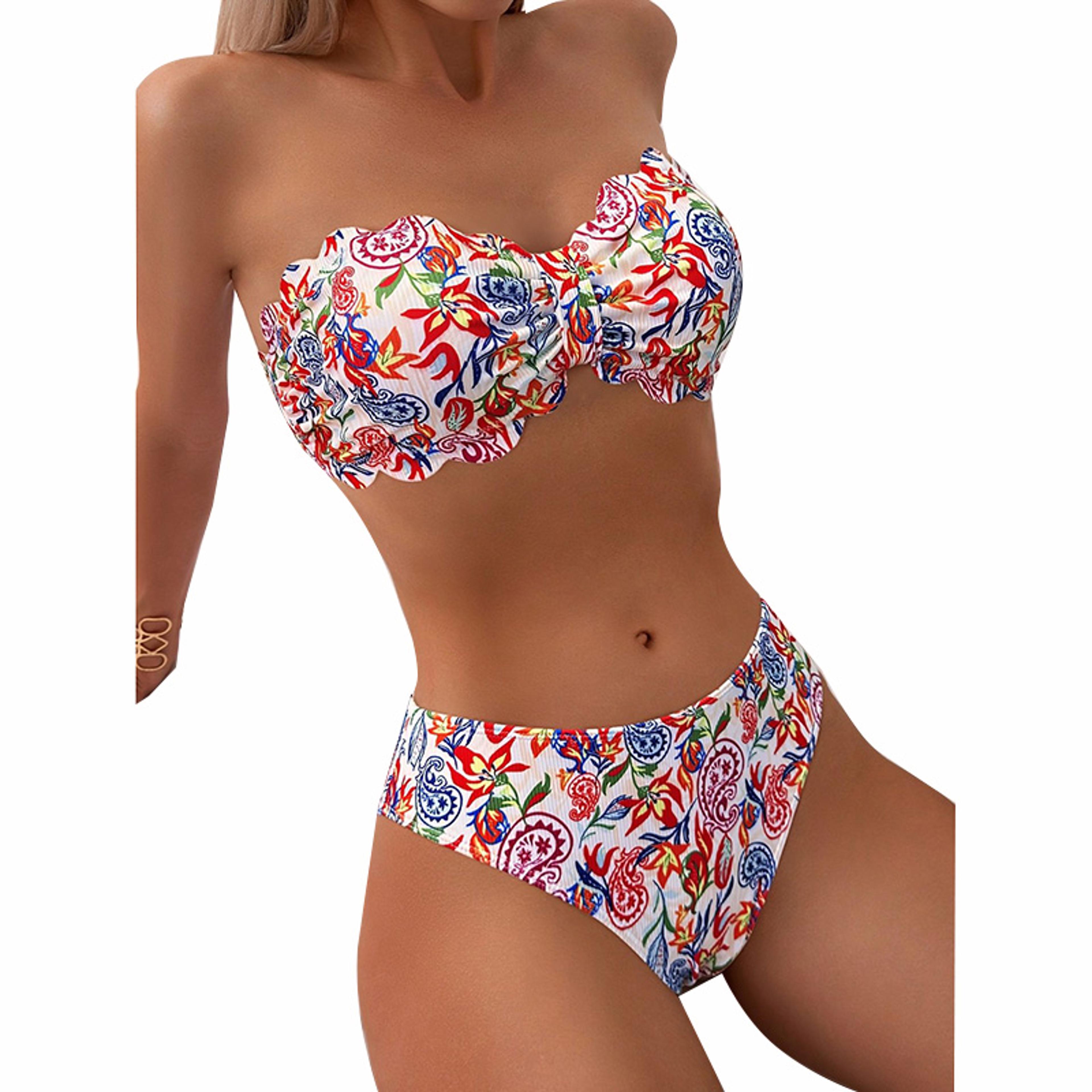 Floral Ruffled Two Piece Bikini Set Swimwear 3