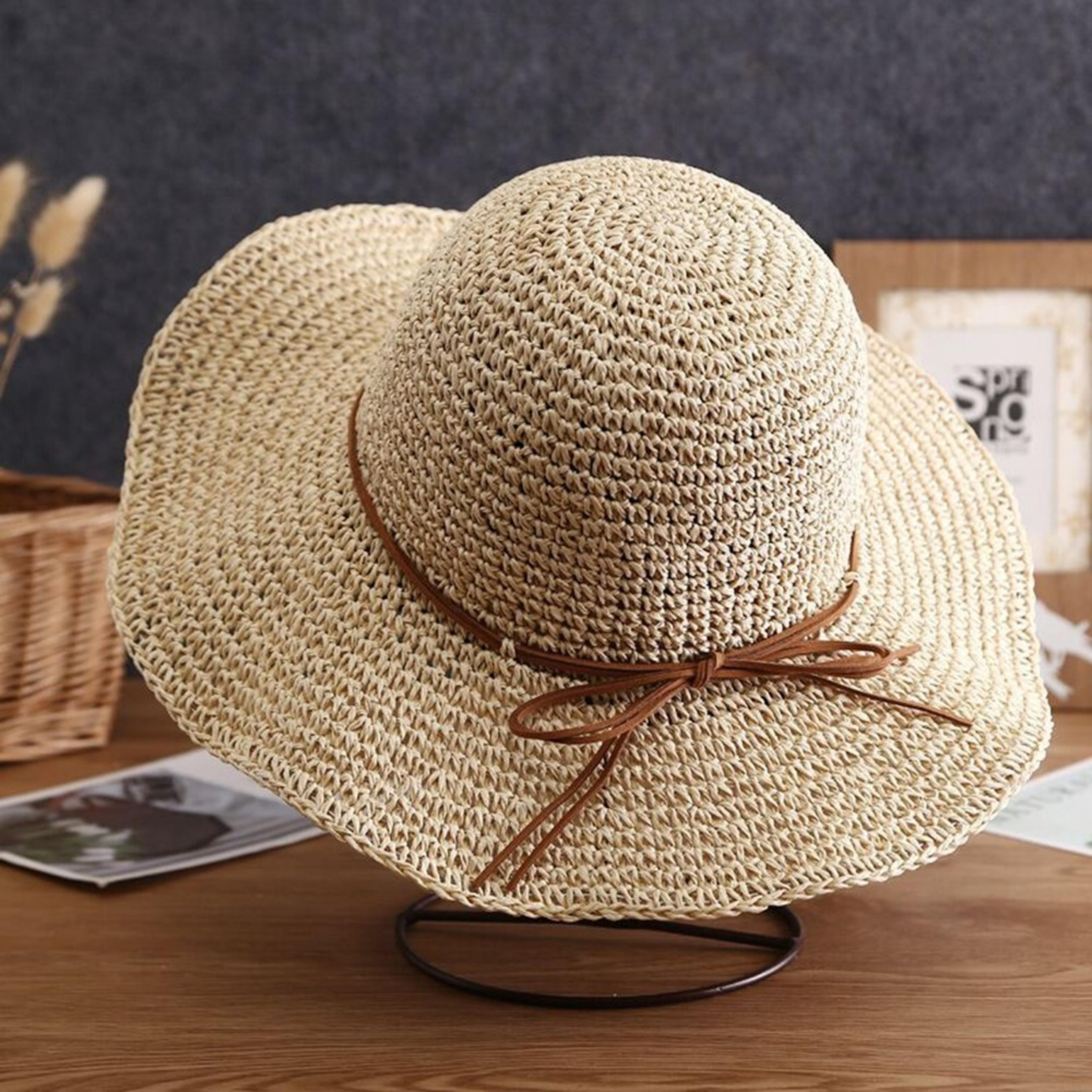 French Style Wide Brim Beach Hat With Elegant Accent Bow 5
