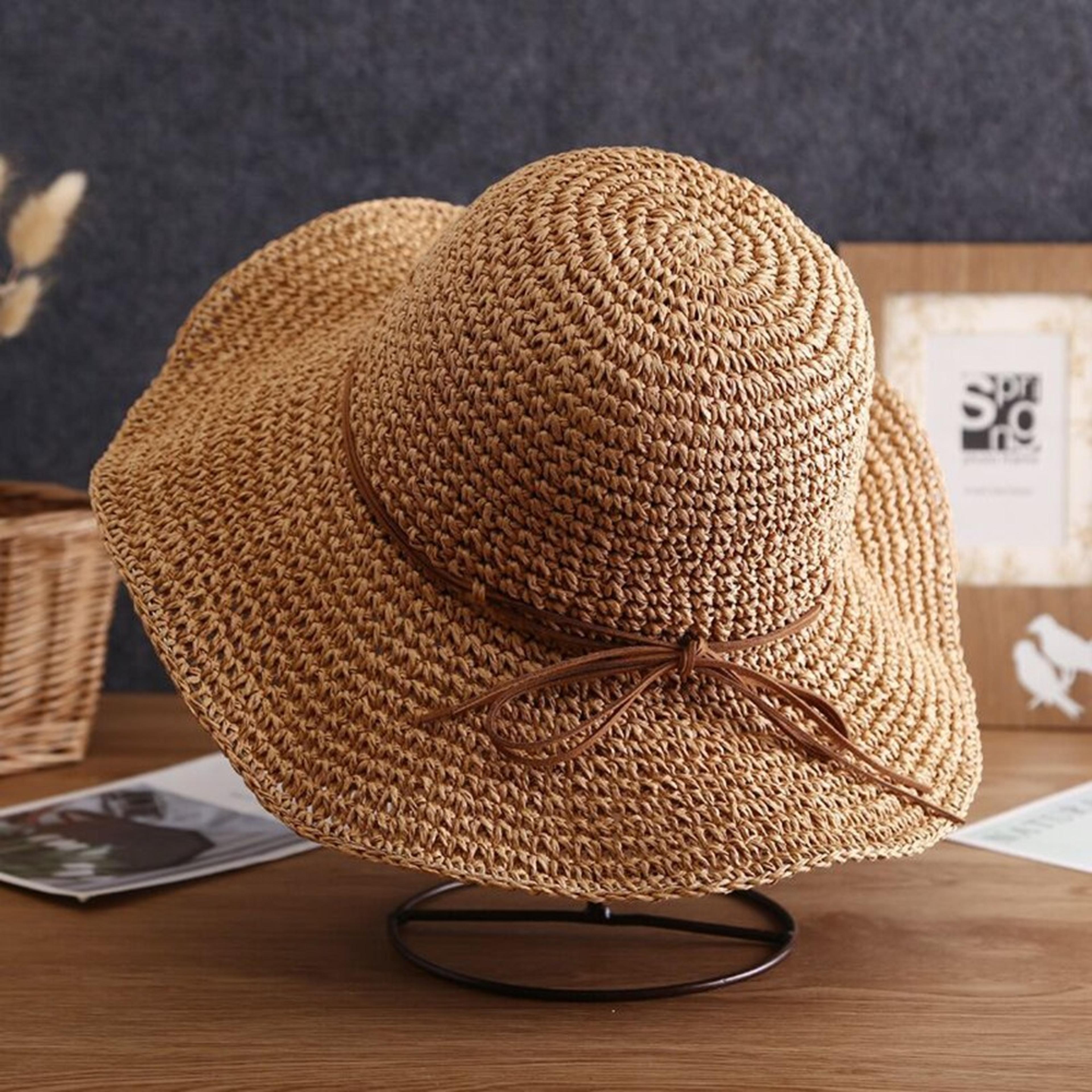 French Style Wide Brim Beach Hat With Elegant Accent Bow 6