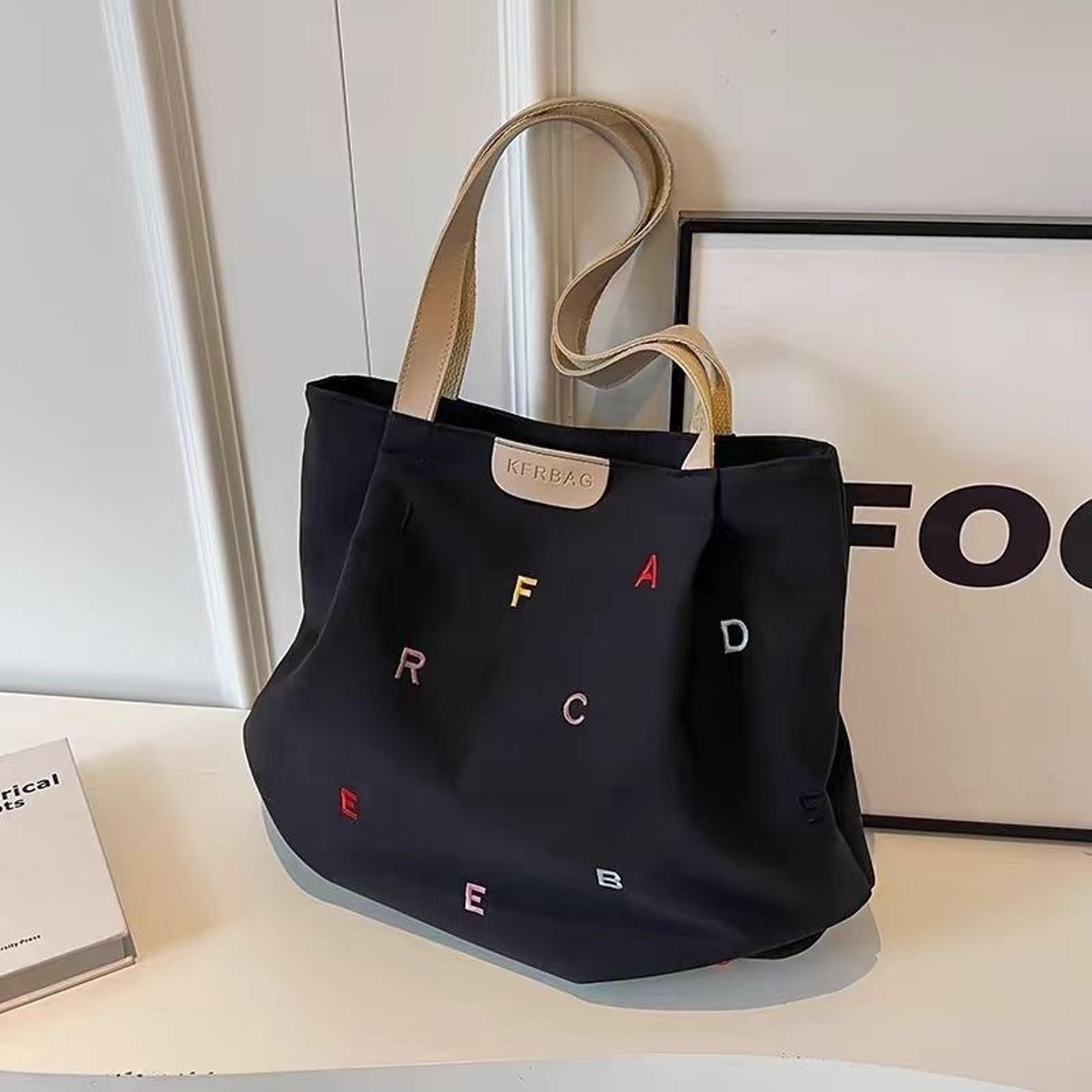 Trendy Large Capacity Embroidered Canvas Tote Bag 1