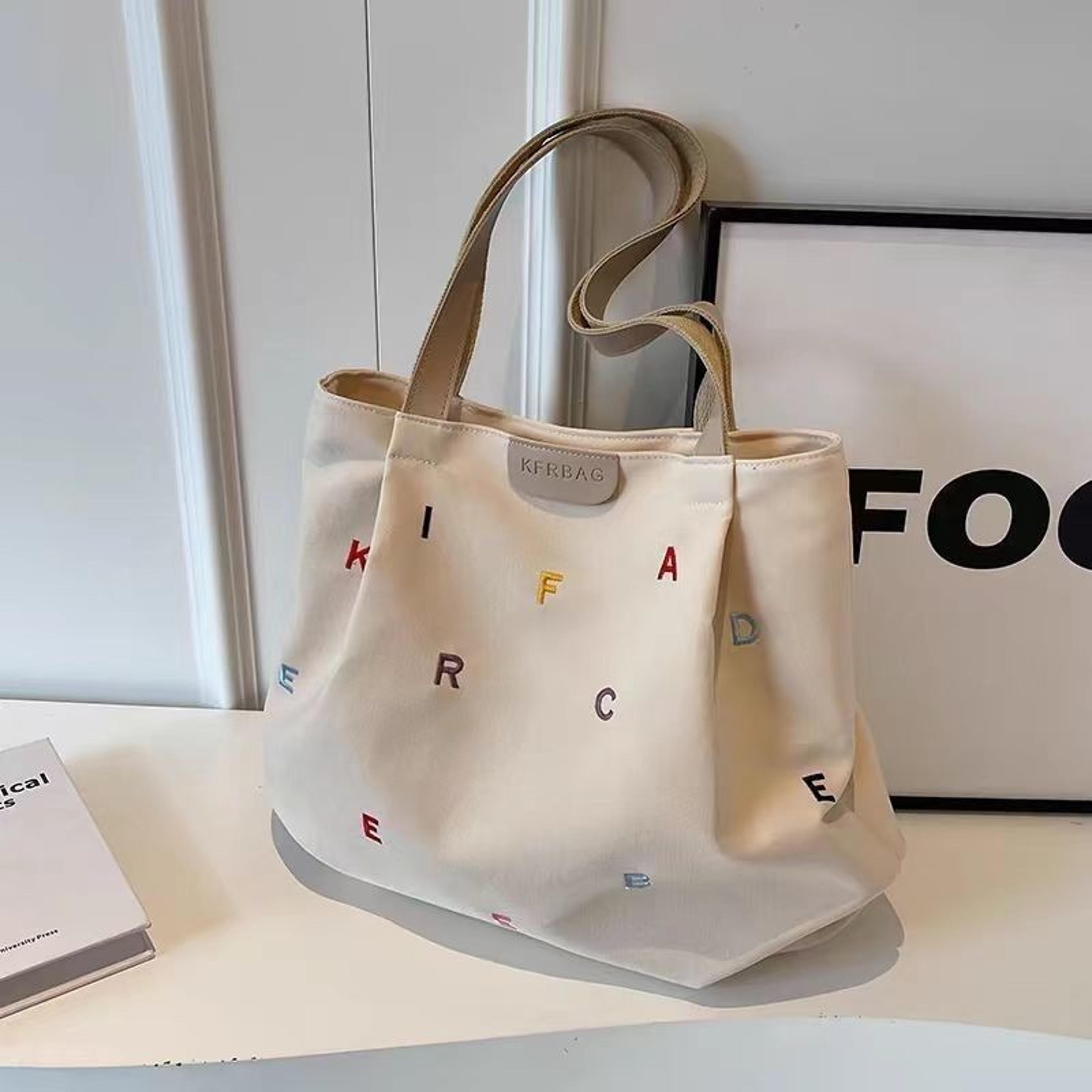 Trendy Large Capacity Embroidered Canvas Tote Bag 4