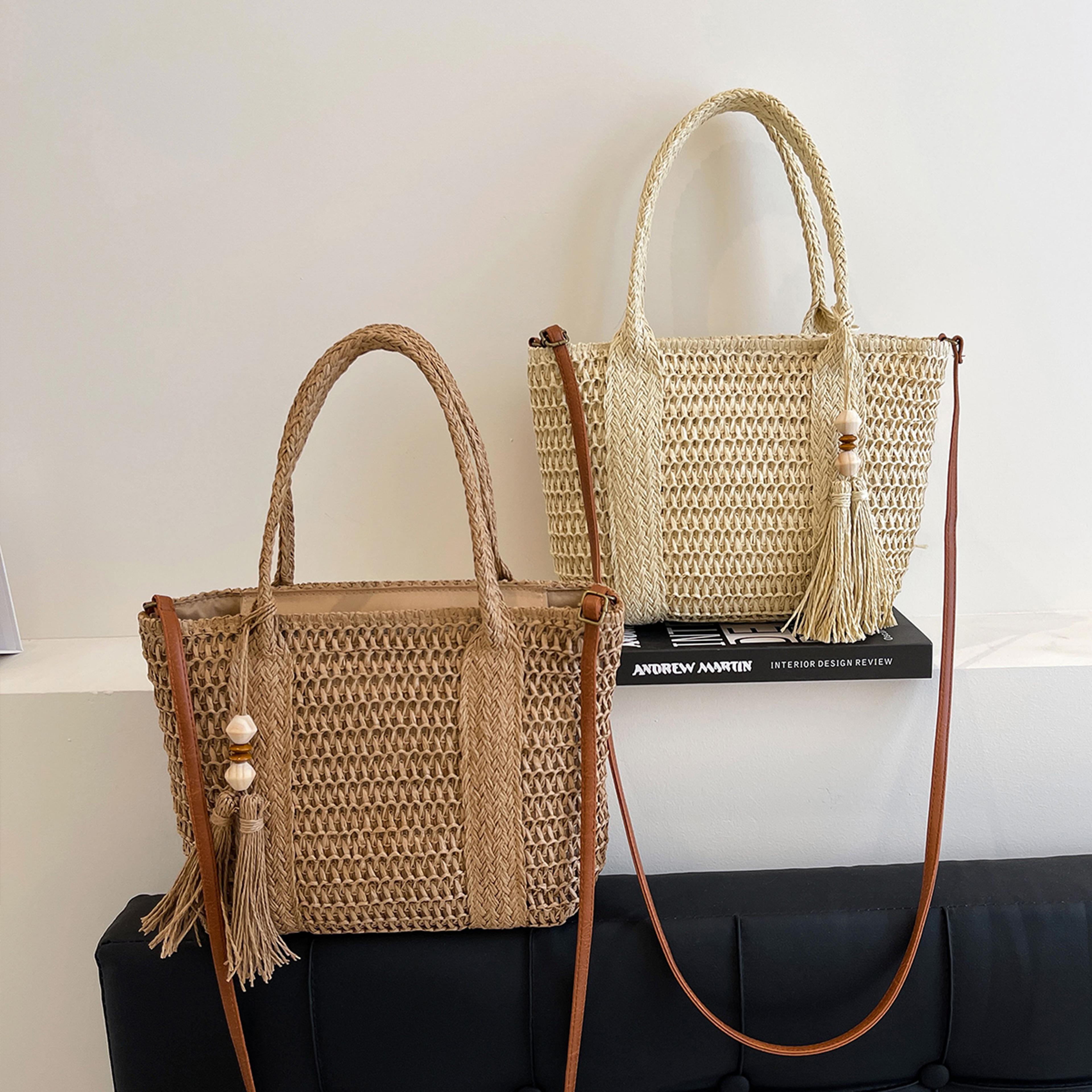 large capacity woven tote bag