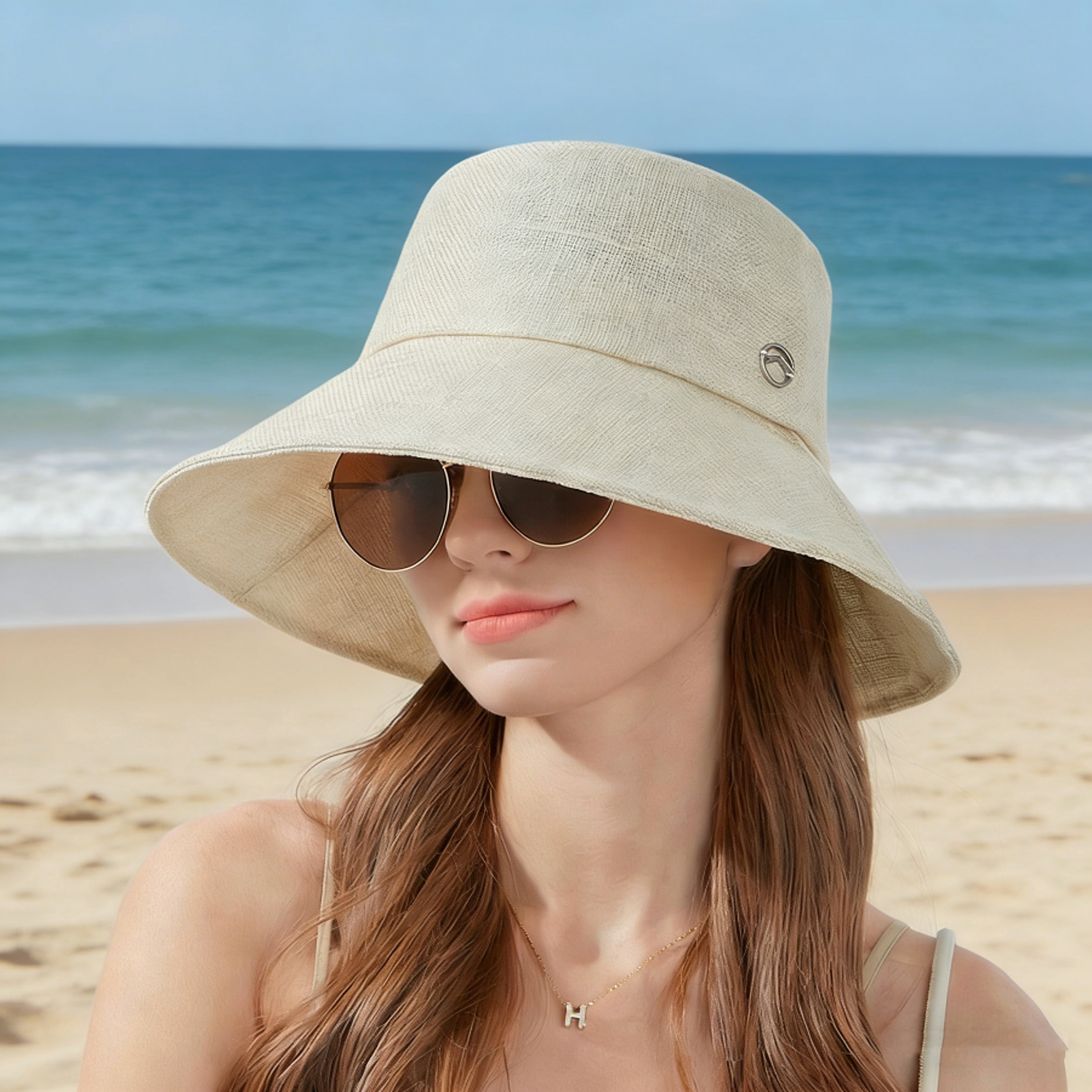 wide brim sun hat linen foldable fisherman bucket cap