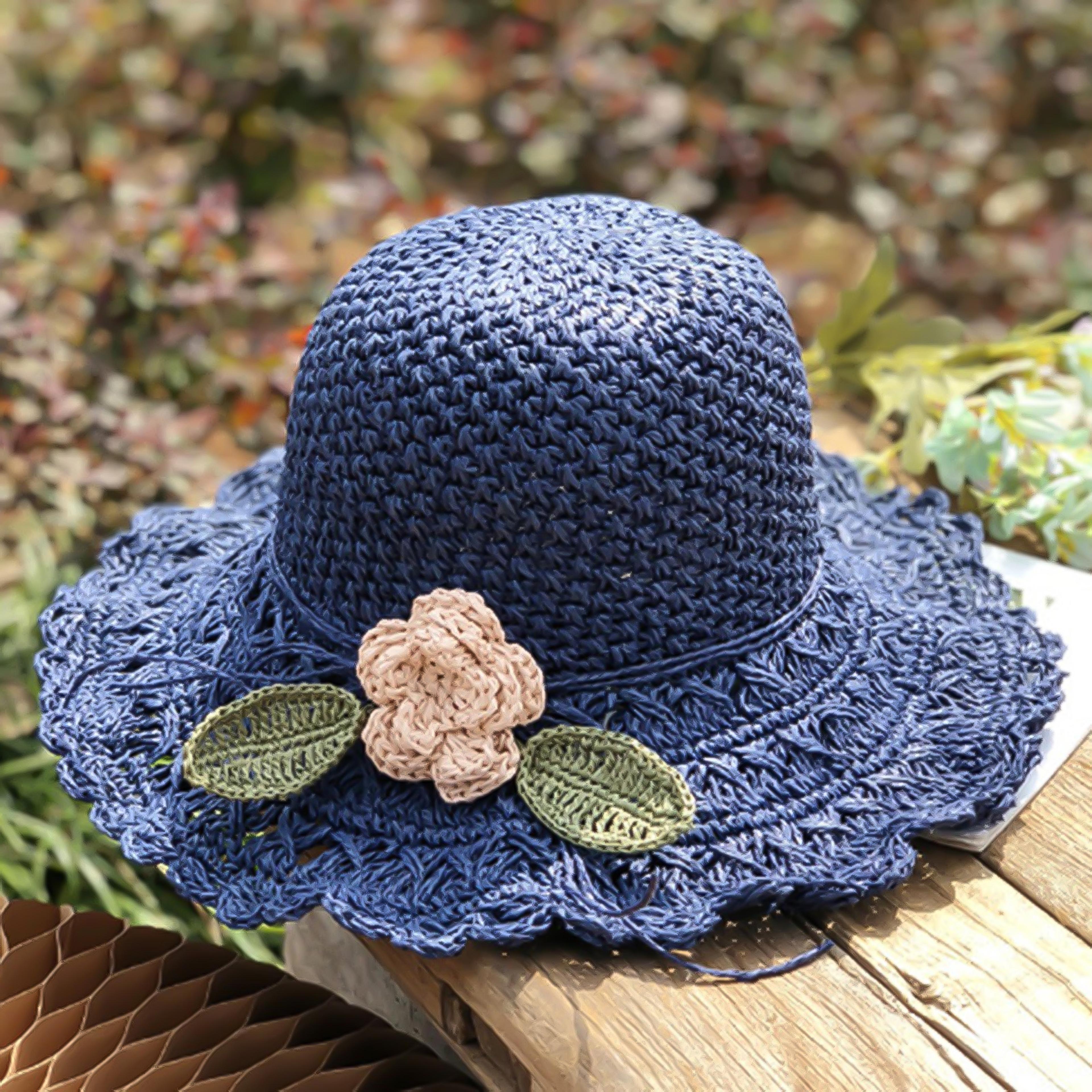 Wide Brim Straw Beach Hat Elegant Crochet Summer Sun Hat 4
