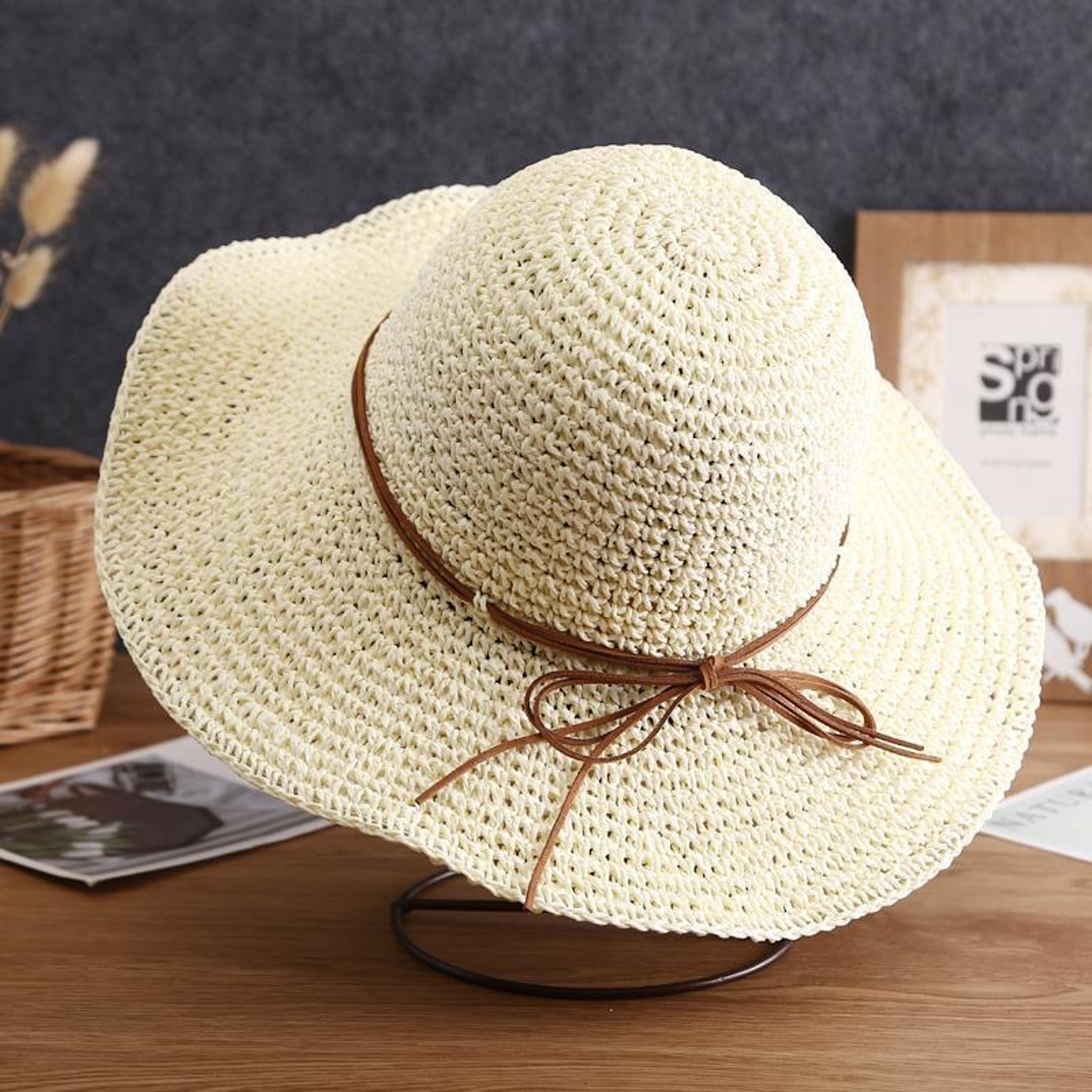 Wide Brim Woven Straw Sun Hat With Elegant Bow Accent 4