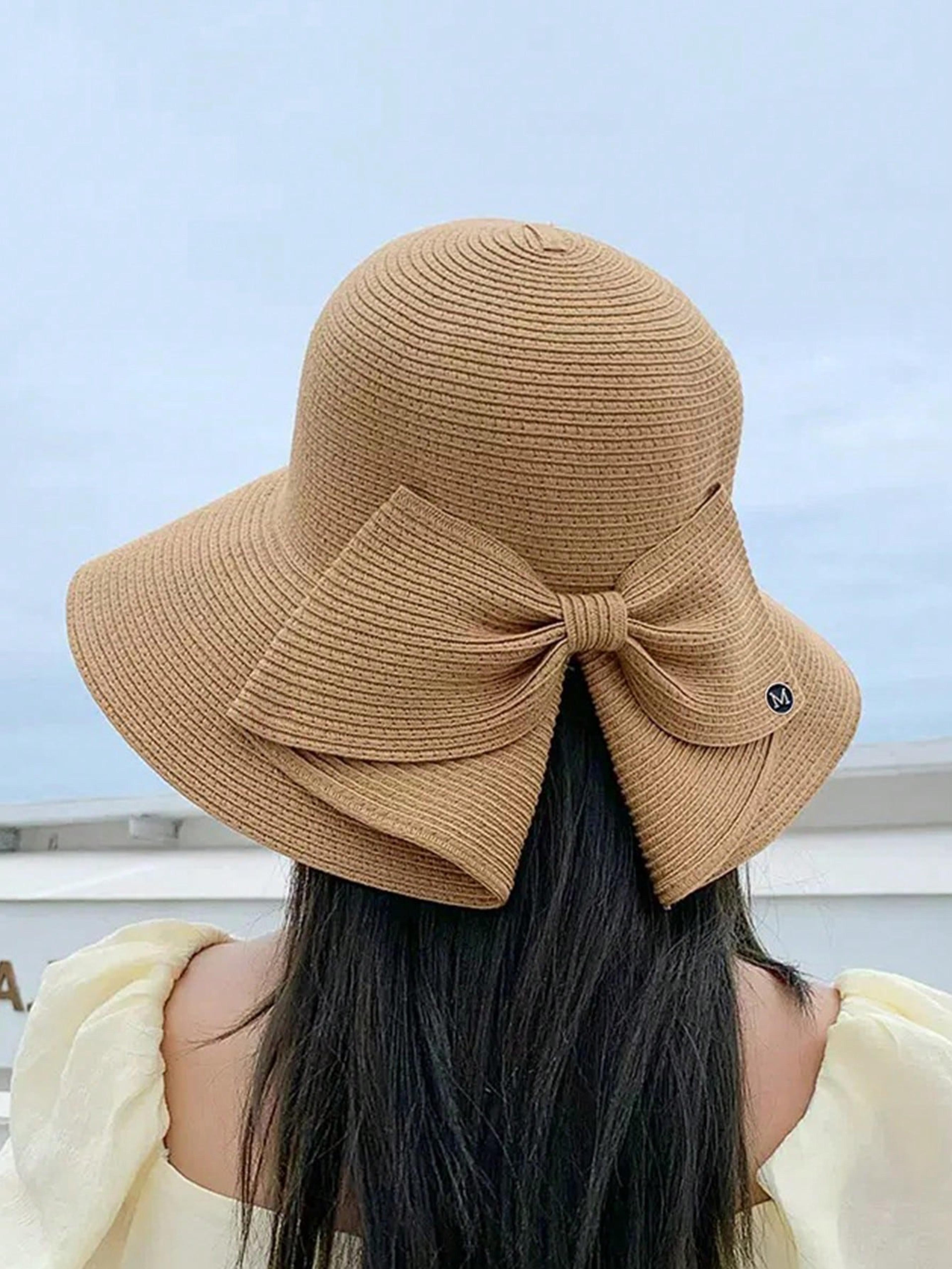 Elegant Wide Brim Straw Sun Hat With Bowknot For Women Foldable Summer Beach Cap 1