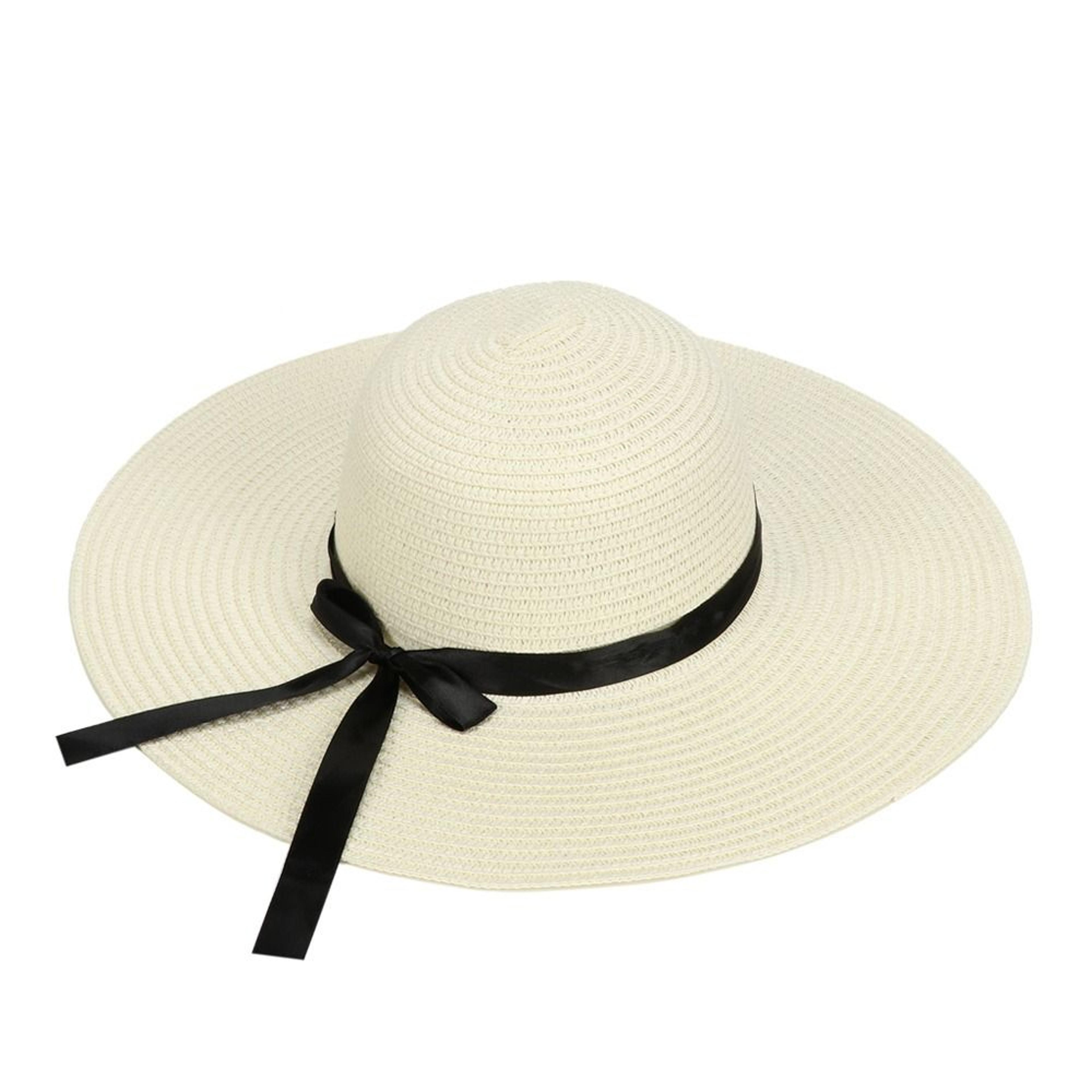Women Foldable Summer Beach Straw Sun Hat With Bow Wide Brim Floppy Visor Cap 6