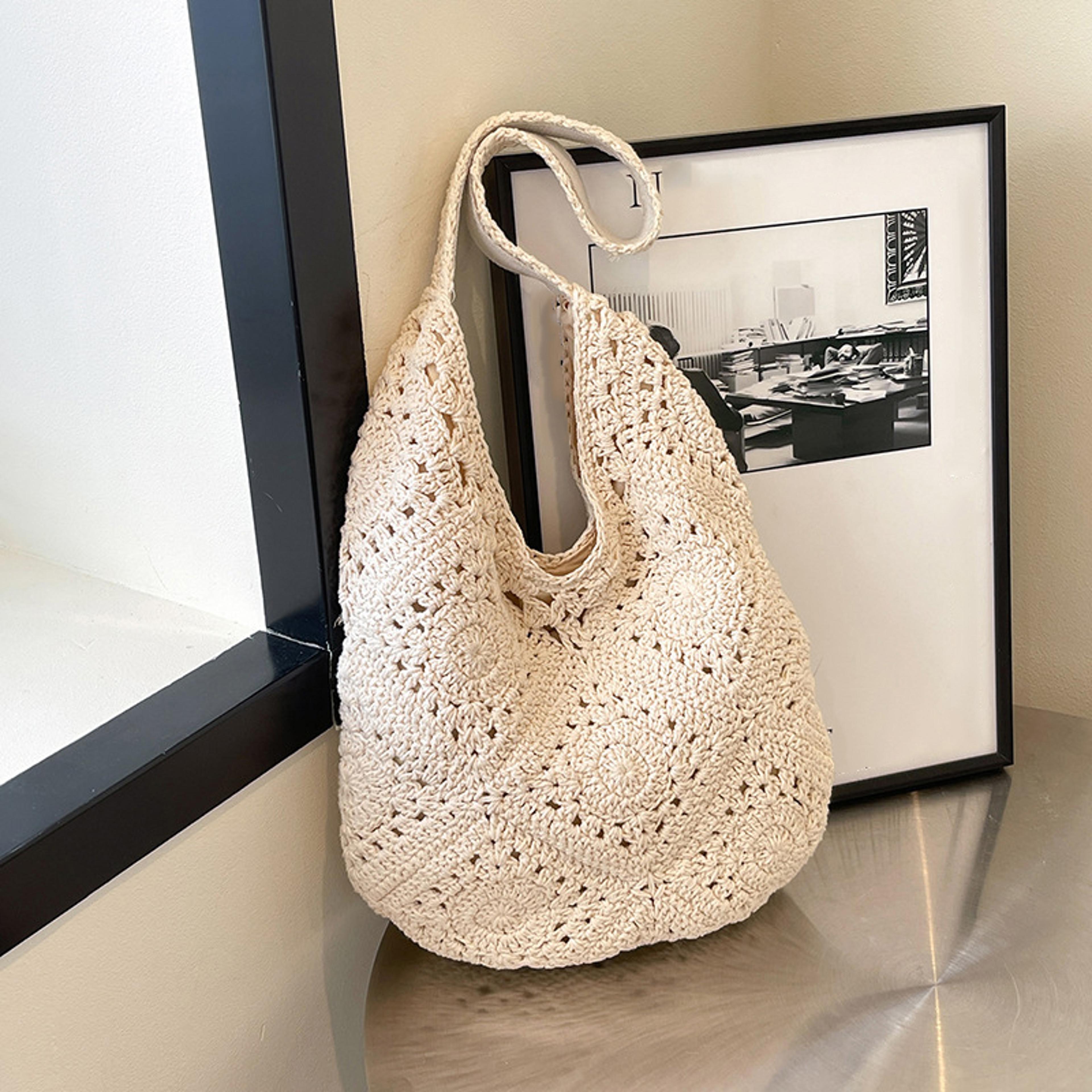 French Style Hollow Out Woven Straw Tote Bag 3